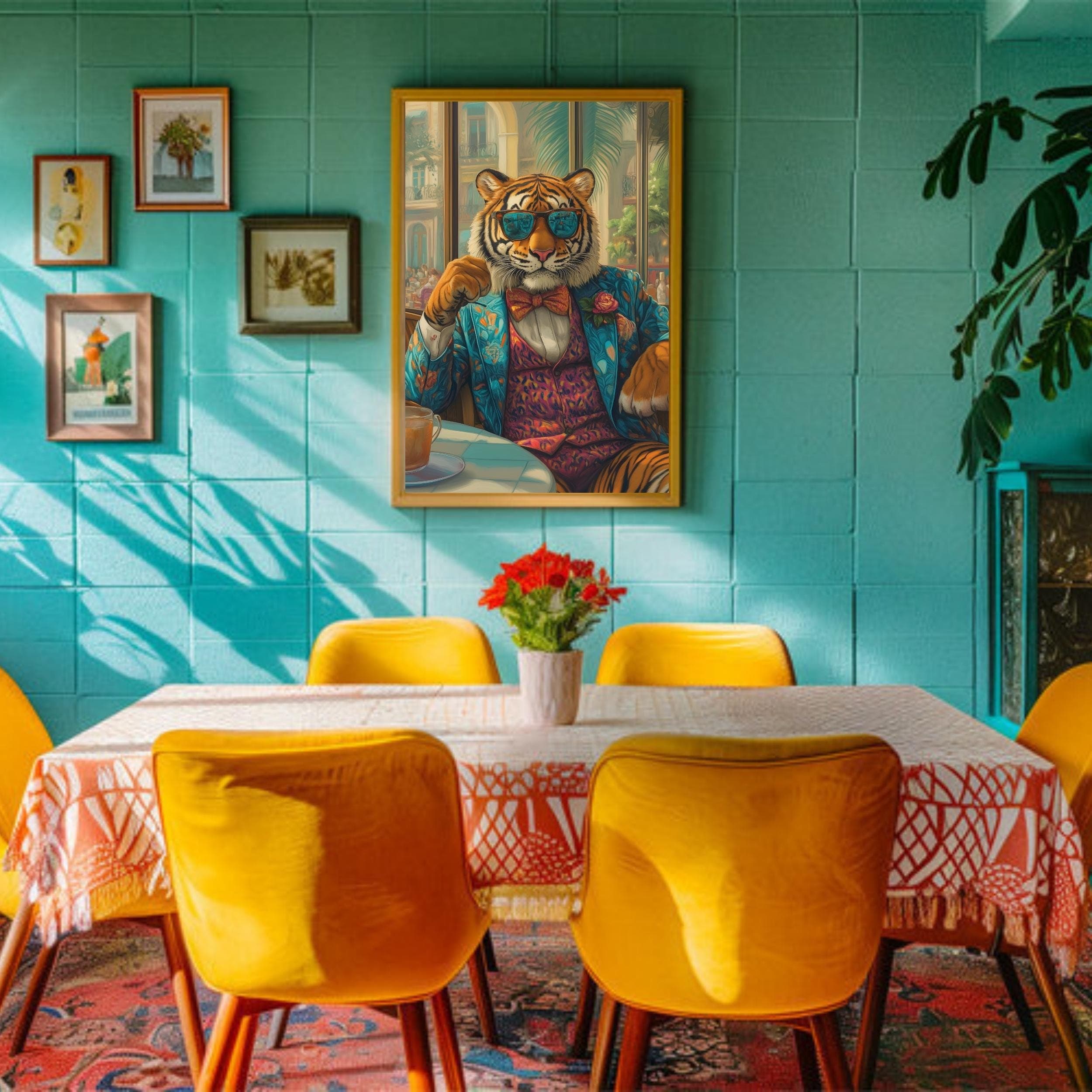 Maximalist Tiger Poster, Aesthetic Tiger Maximalist Decor, Preppy Dorm Decor, Cute Apartment Decor, Eclectic Home Decor, Funky Wall Art - view 7