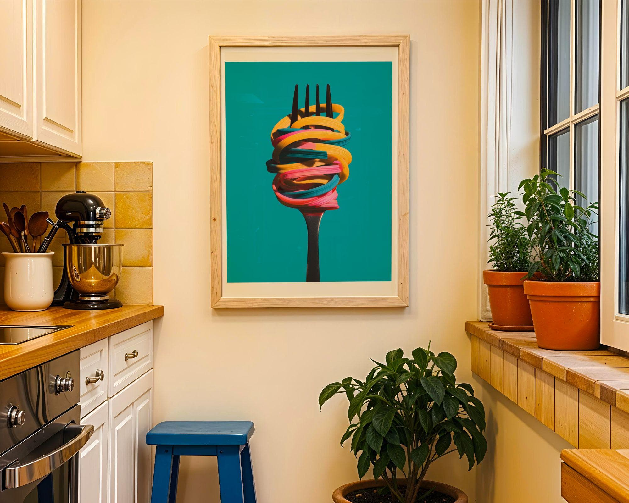Colorful Pasta Wall Art – Modern Pop Art Kitchen Print, Minimalist Kitchen Art, Modern Food Poster, Funky Pop Art Poster, Pasta Lover Gift - view 4