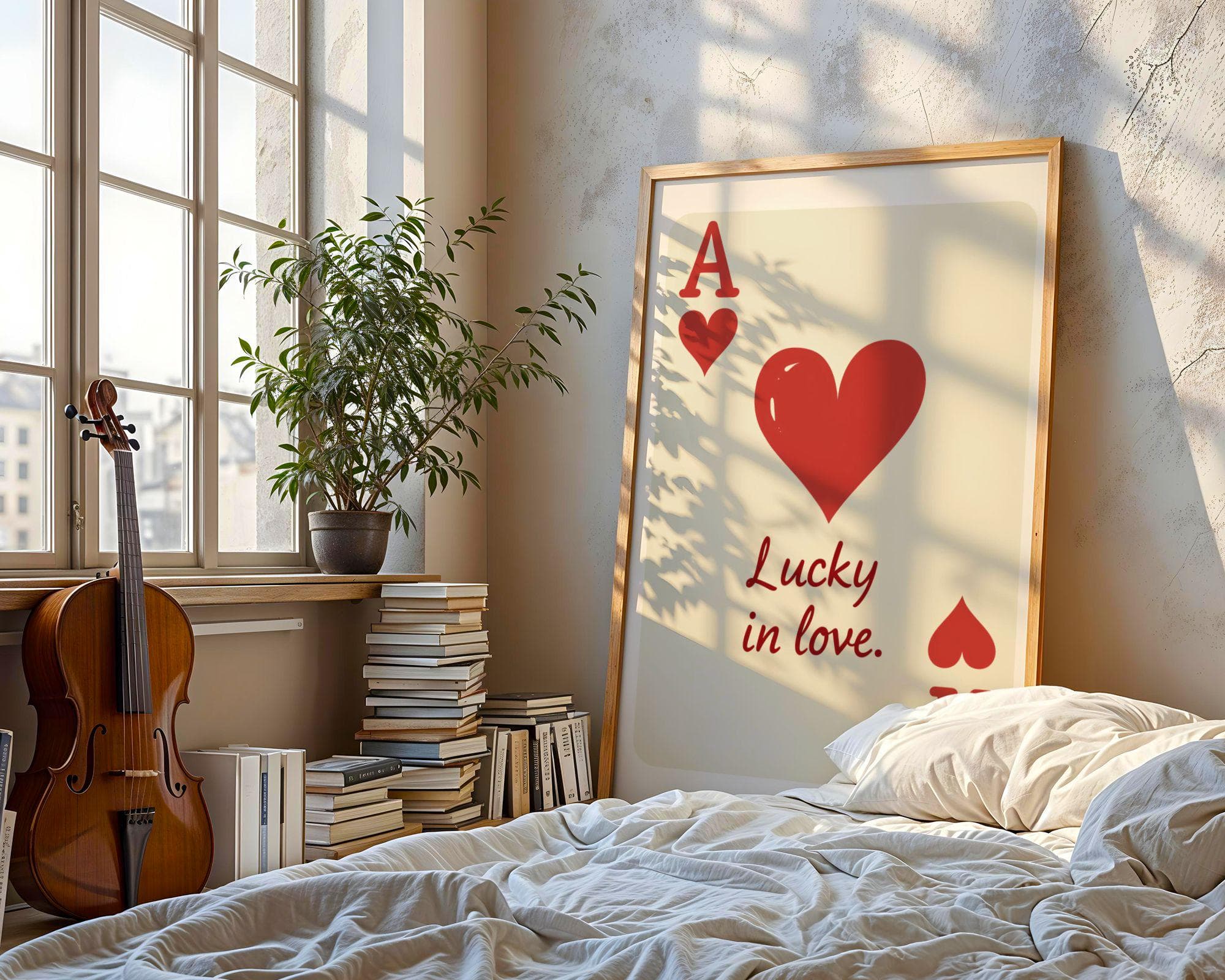 Lucky in Love Wall Decor, Ace of Hearts, Valentine's Gift, , Ace of Hearts Print, Playing Card Poster, Trendy Maximalist Wall Art - view 6