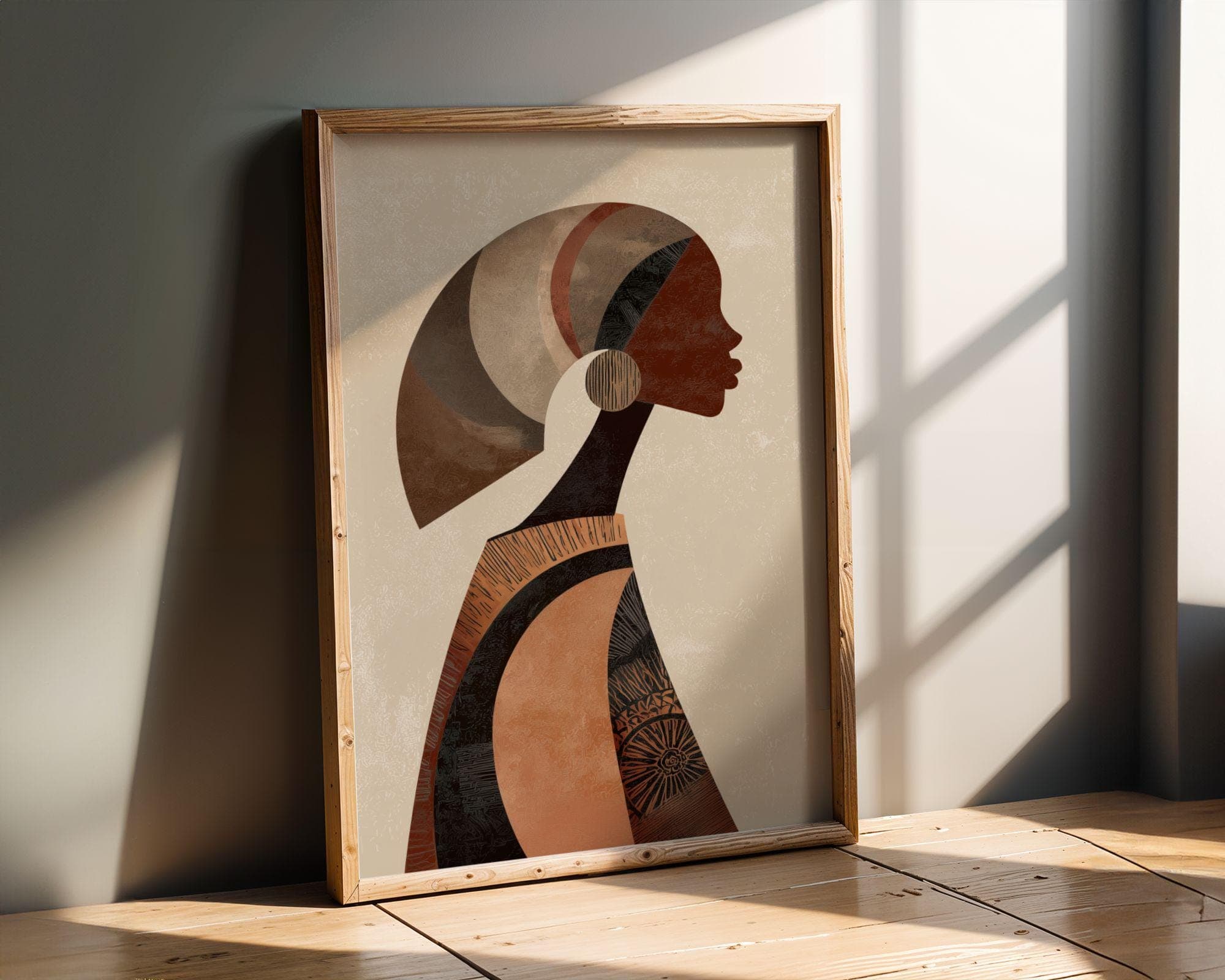 African American Wall Art, Modern Afrocentric Decor, African Art Print, Abstract Black Woman Wall Art Print, Neutral Wall Art Print - view 6
