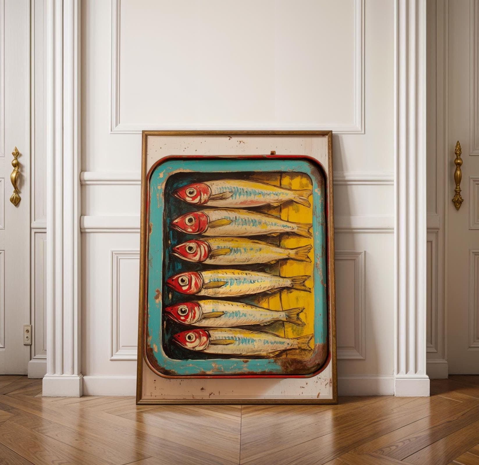 Vintage Sardine Tin Wall Art, Kitchen Poster, Sardine Tin Art, Digital Download, Retro Kitchen Decor, Seafood Wall Art, Retro Wall Print