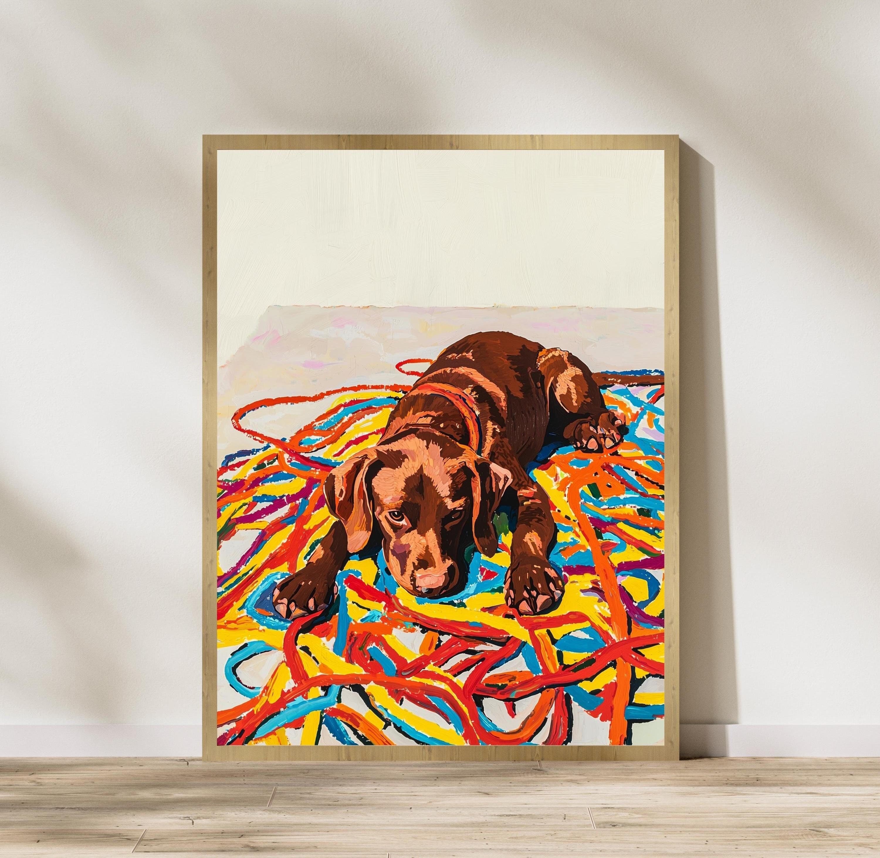 Brown Labrador Print, Dog Nursery Wall Art, Colorful Labrador Poster, Labrador Wall Decor, Colorful Dog Digital Printable Art, Dog Poster