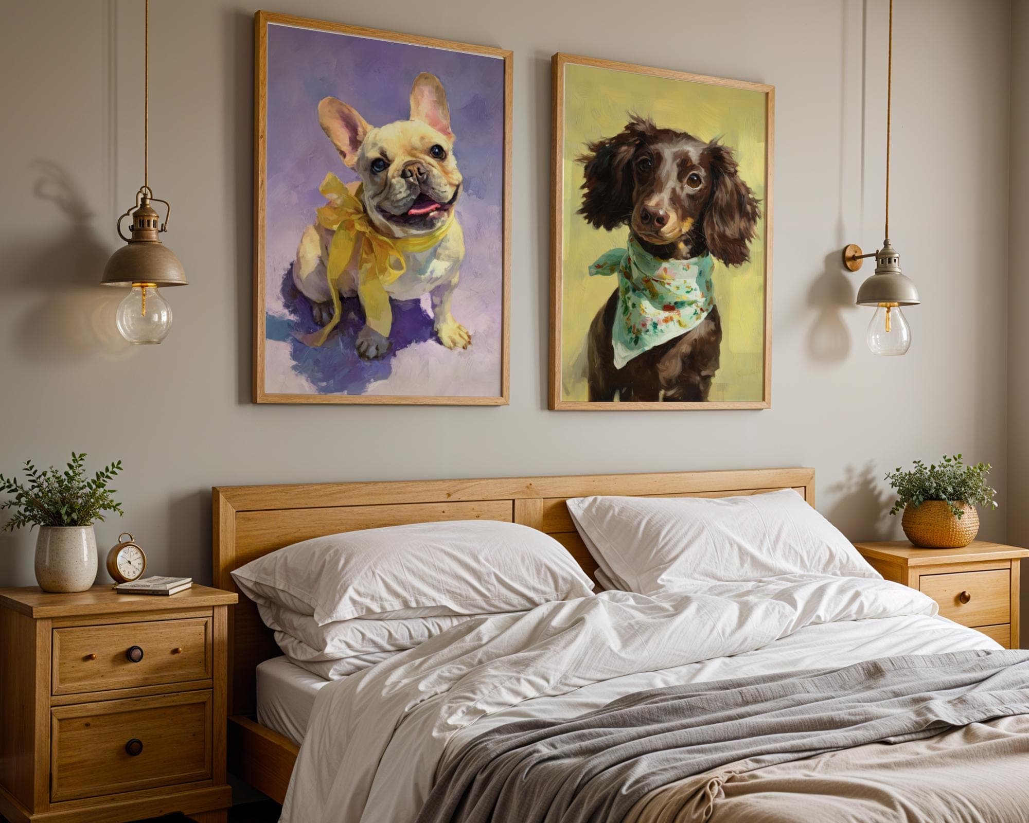 Cute Dog Portrait Wall Art Set of 6, Puppy Gallery Wall Art, Colorful Dog Portrait Gallery Wall, Puppy Nursery Decor, Pet Portrait Art - view 4