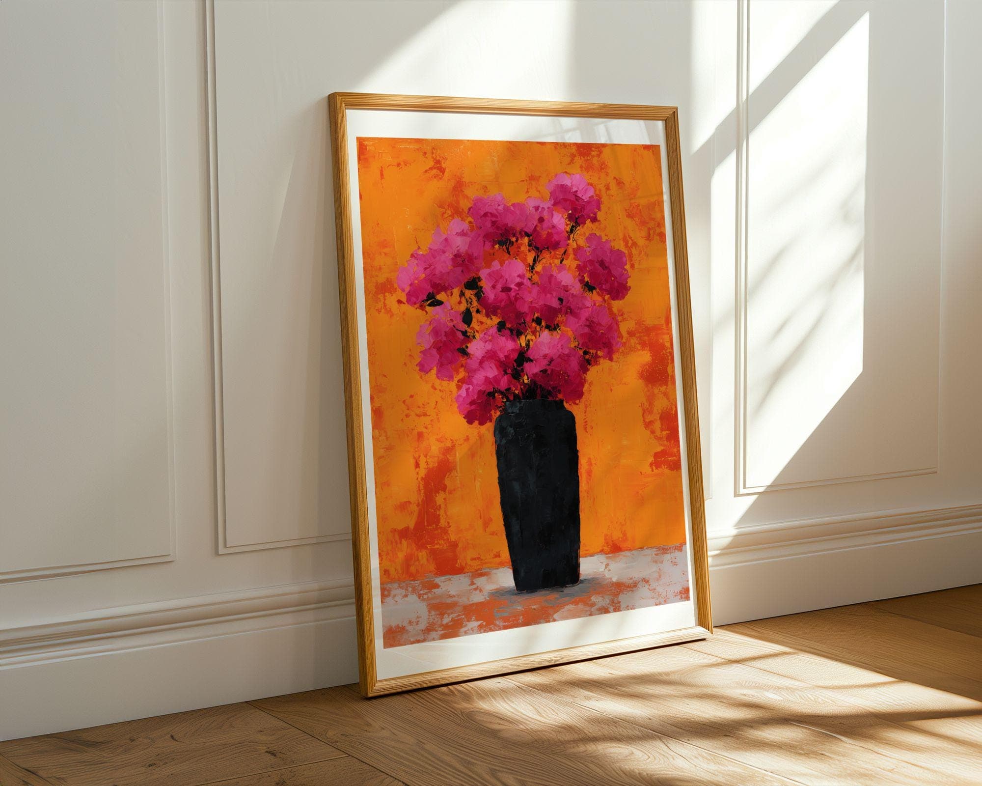 Abstract Floral Wall Art, Colorful Floral Poster, Pink Flower Art Print, Pink Bouquet Painting, Contemporary Floral Art, Gallery Wall Print - view 5