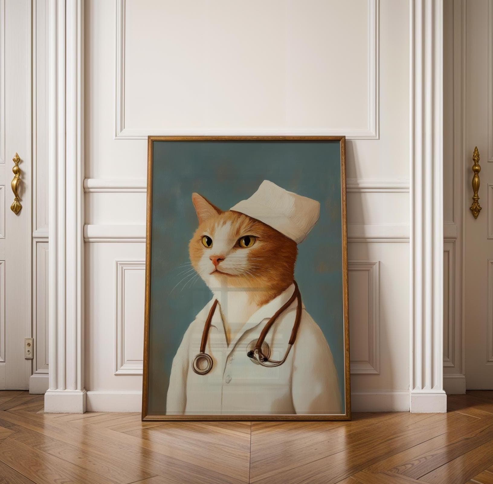 Doctor Cat Wall Art, Funny Cat Printable for Clinic Decor, Funny Vet Cat Poster, Instant Download Art, Vet Clinic Decor, Quirky Cat Decor