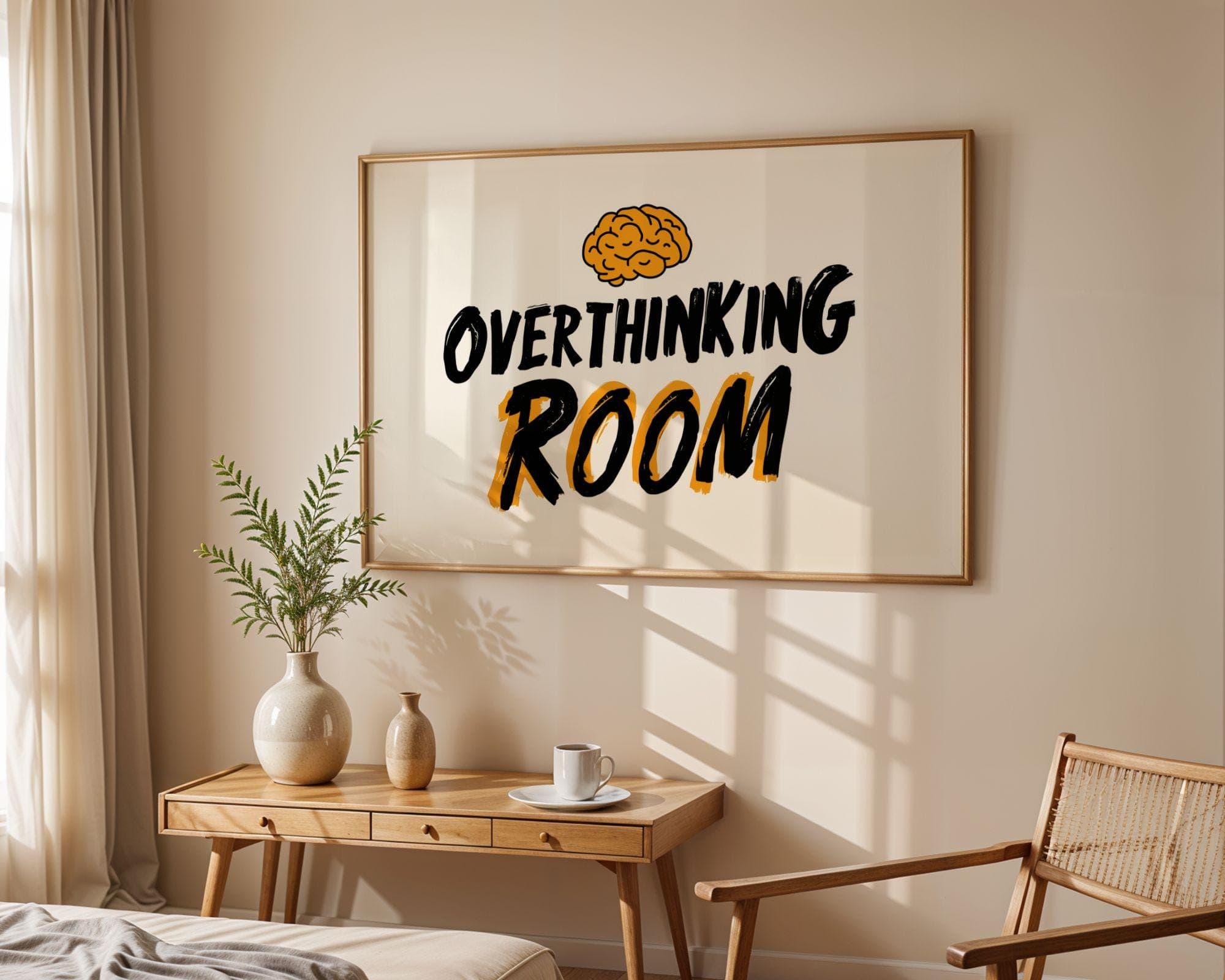 Overthinking Room Print, Funny Typography Wall Poster, Minimal Quote Print, Funny Office Poster, Overthinkers Poster, Funny Room Sign - view 5