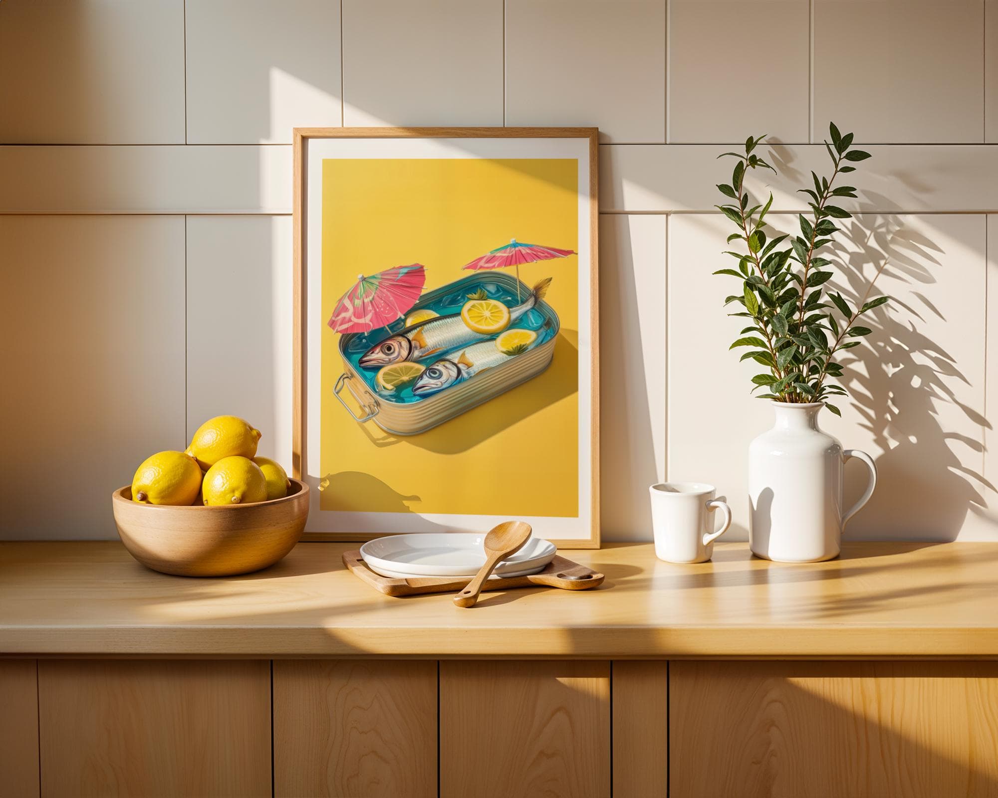 Quirky Fish Wall Decor, Tinned Fish Wall Decor, Funny Sardines Painting, Sardines Sunbath Print, Quirky Fish Poster, Digital Download - view 4
