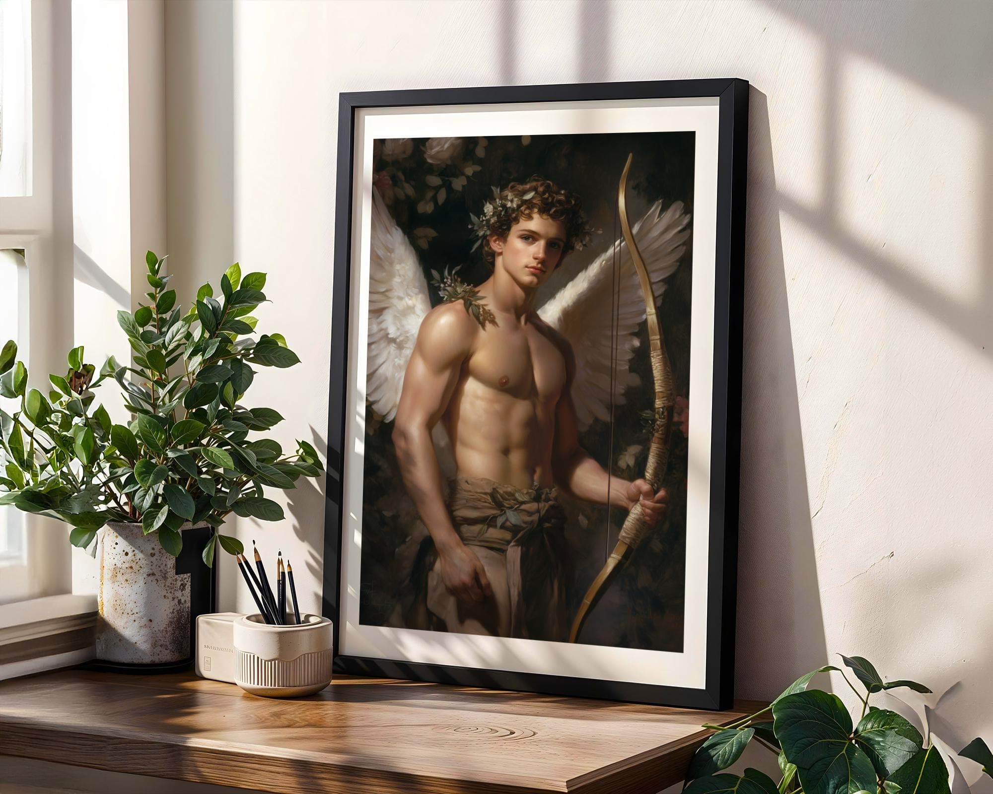 Victorian Angel Wall Decor, Classical Cupid Digital Artwork, Classical Angel Wall Art, Angelic Wall Decor Print, Victorian Digital Painting - view 3