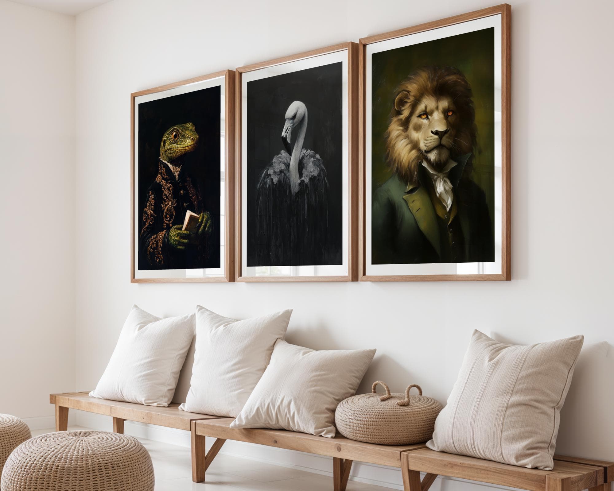 Victorian Animal Portrait Set, Anthropomorphic Animal Gallery Wall Art, Regal Vintage Portrait Set, Funky Fashion Animal Print Set, Digital - view 5