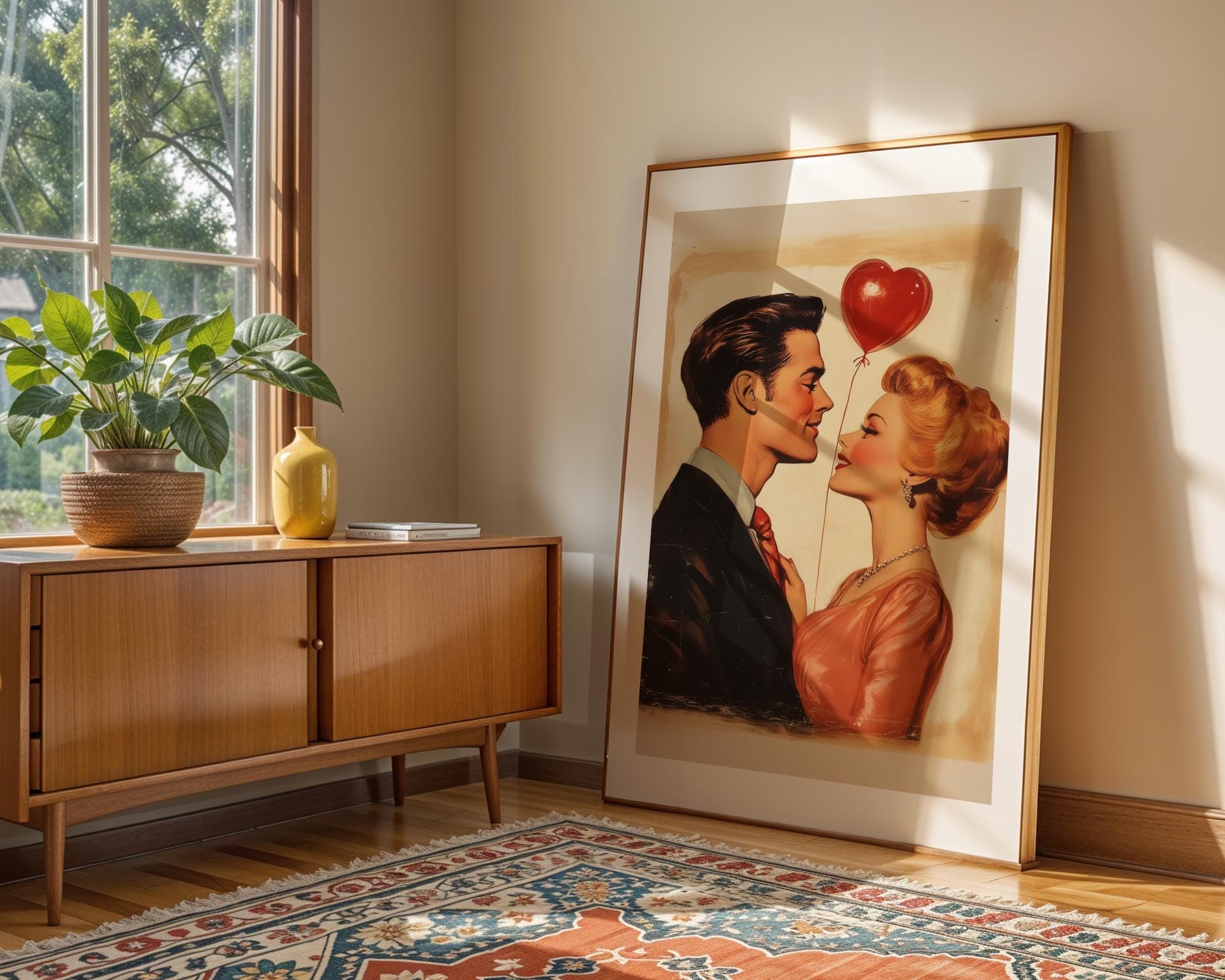 Romantic Vintage Couple Wall Art, Romantic Gift Wall Art, Love Story Wall Print, Romantic Retro Painting, Trendy, Maximalist, Digital, Art - view 7
