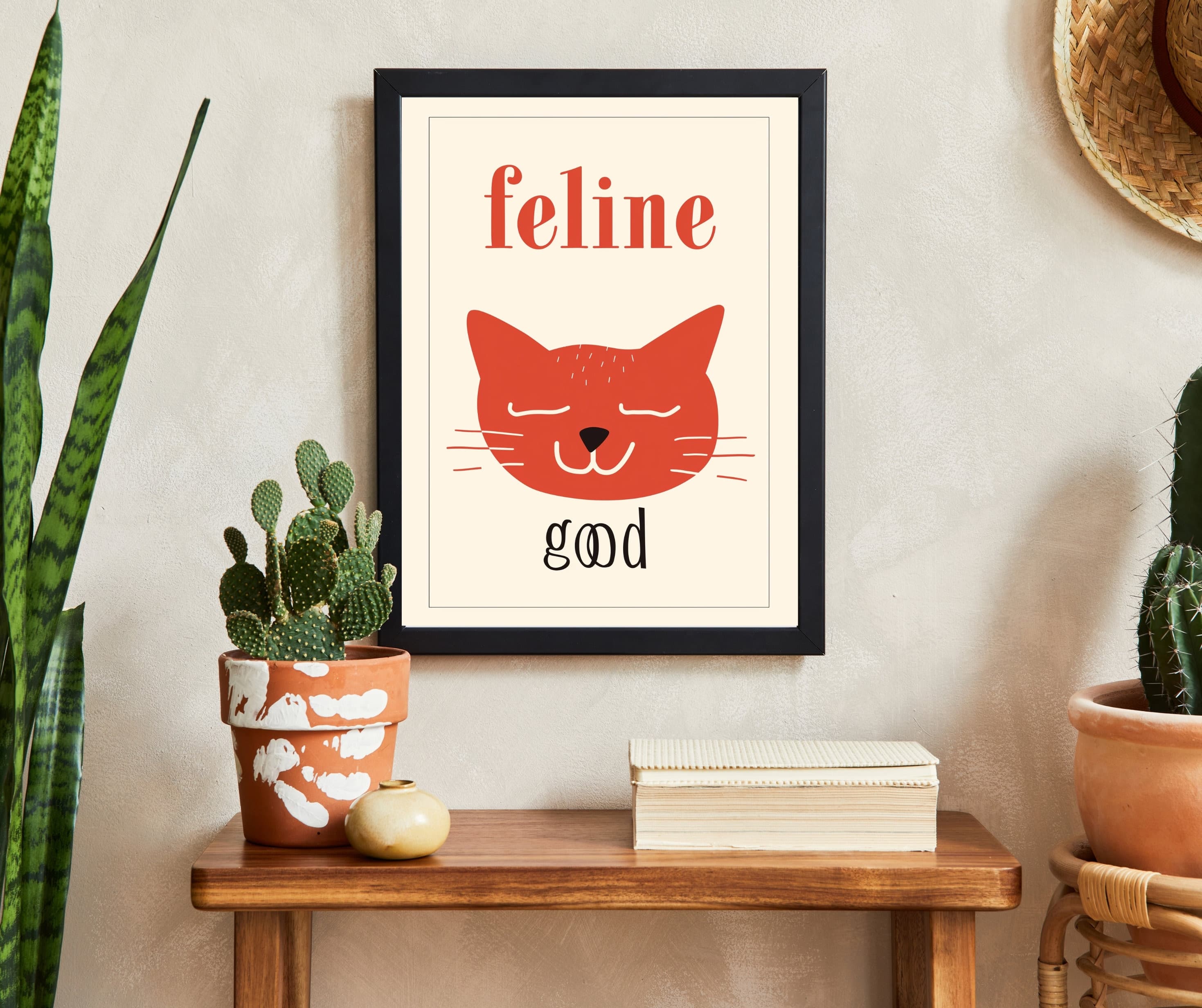 Feline Good Poster, Colorful Cat Wall Art, Cat Poster, Cat Digital Wall Art Print, Cute Kitten illustration, Cat Lover Gift, Cat Printable - view 3