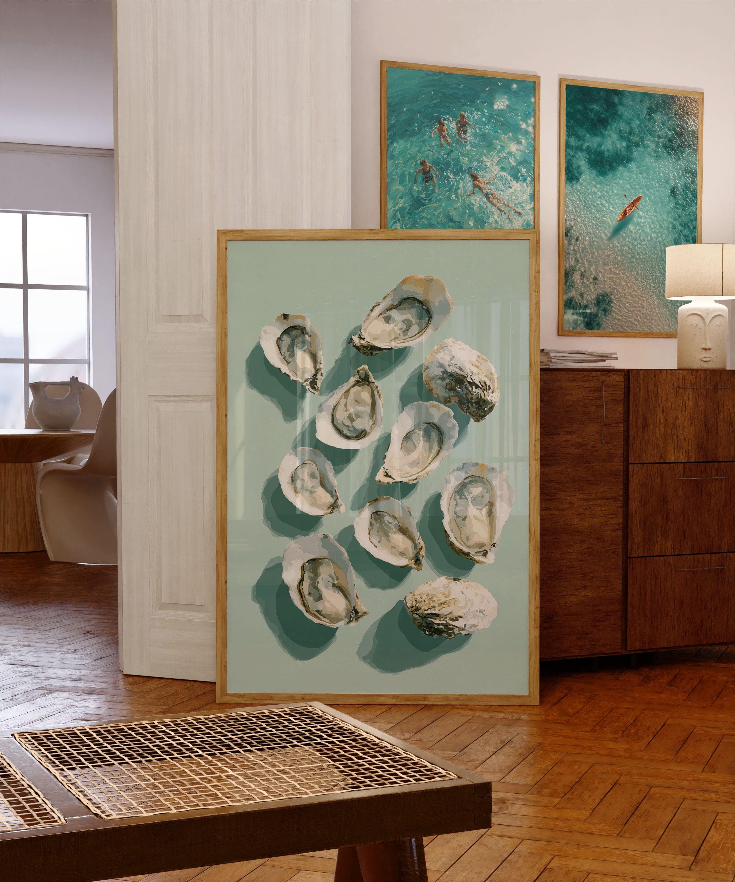 Oyster Wall Art Print, Coastal Kitchen Decor, Oyster Shell Painting, Beach House Dining Room Wall Art, Oyster Still Life, Oyster Art Print