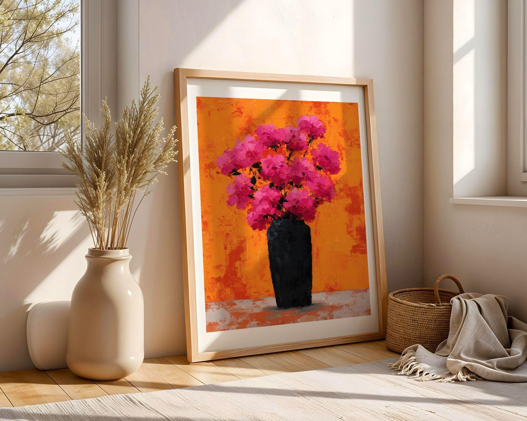 Abstract Floral Wall Art, Colorful Floral Poster, Pink Flower Art Print, Pink Bouquet Painting, Contemporary Floral Art, Gallery Wall Print - view 7