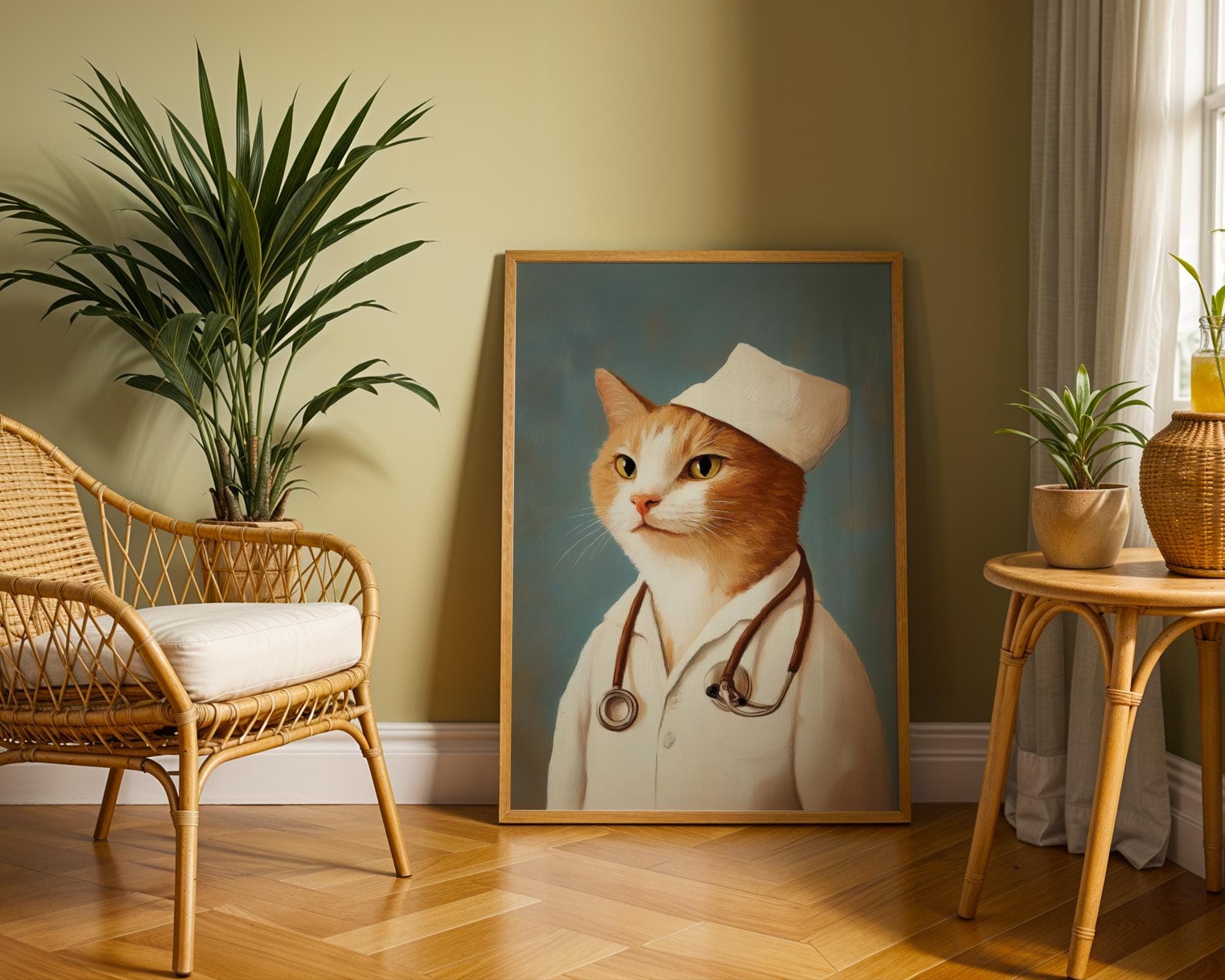 Doctor Cat Wall Art, Funny Cat Printable for Clinic Decor, Funny Vet Cat Poster, Instant Download Art, Vet Clinic Decor, Quirky Cat Decor - view 2