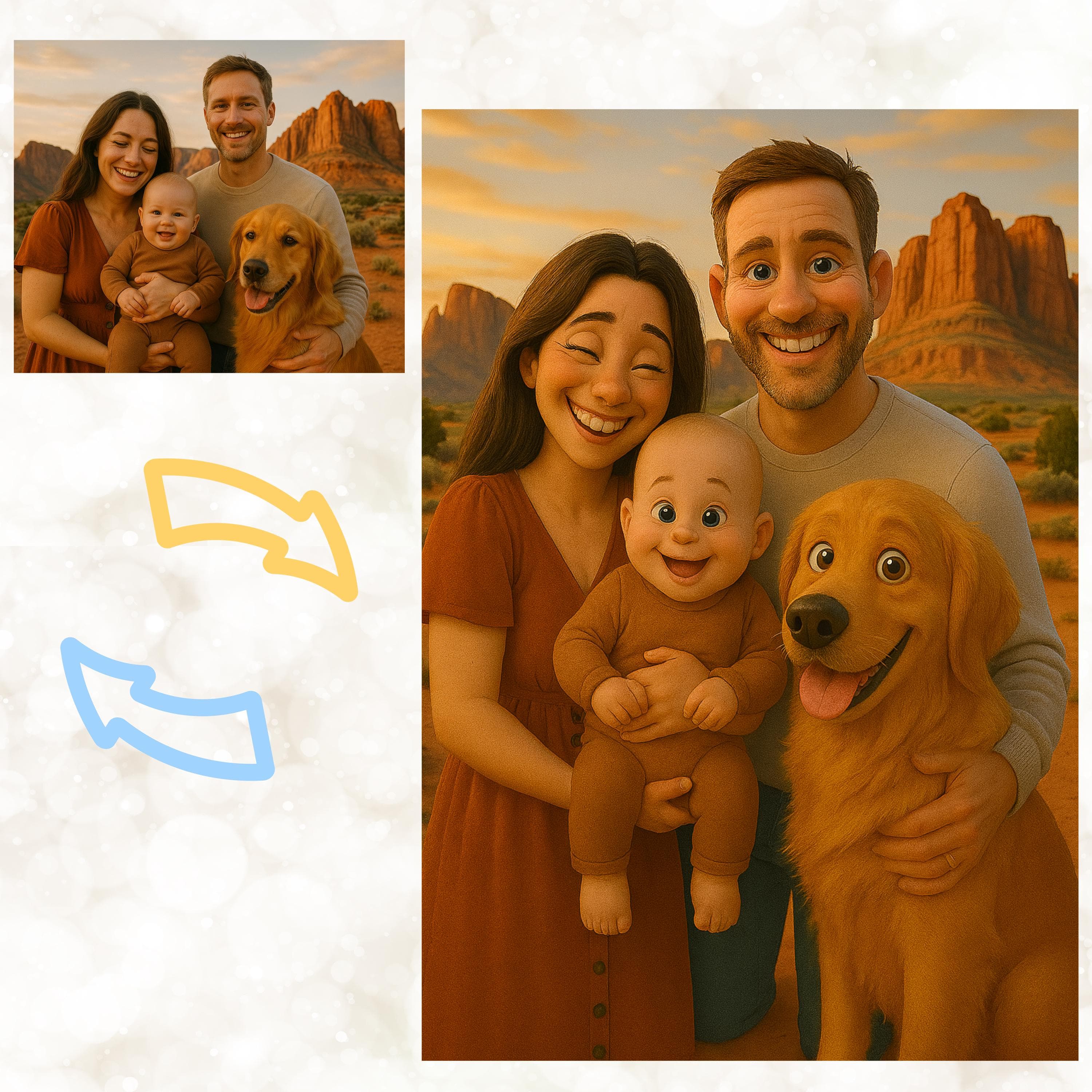 Personalized Cartoon Family Portrait, Custom Family Gift, Personalized Digital Art of Couples, Funny Cartoon Art Gift,Emotional Dog Mom Gift - view 6