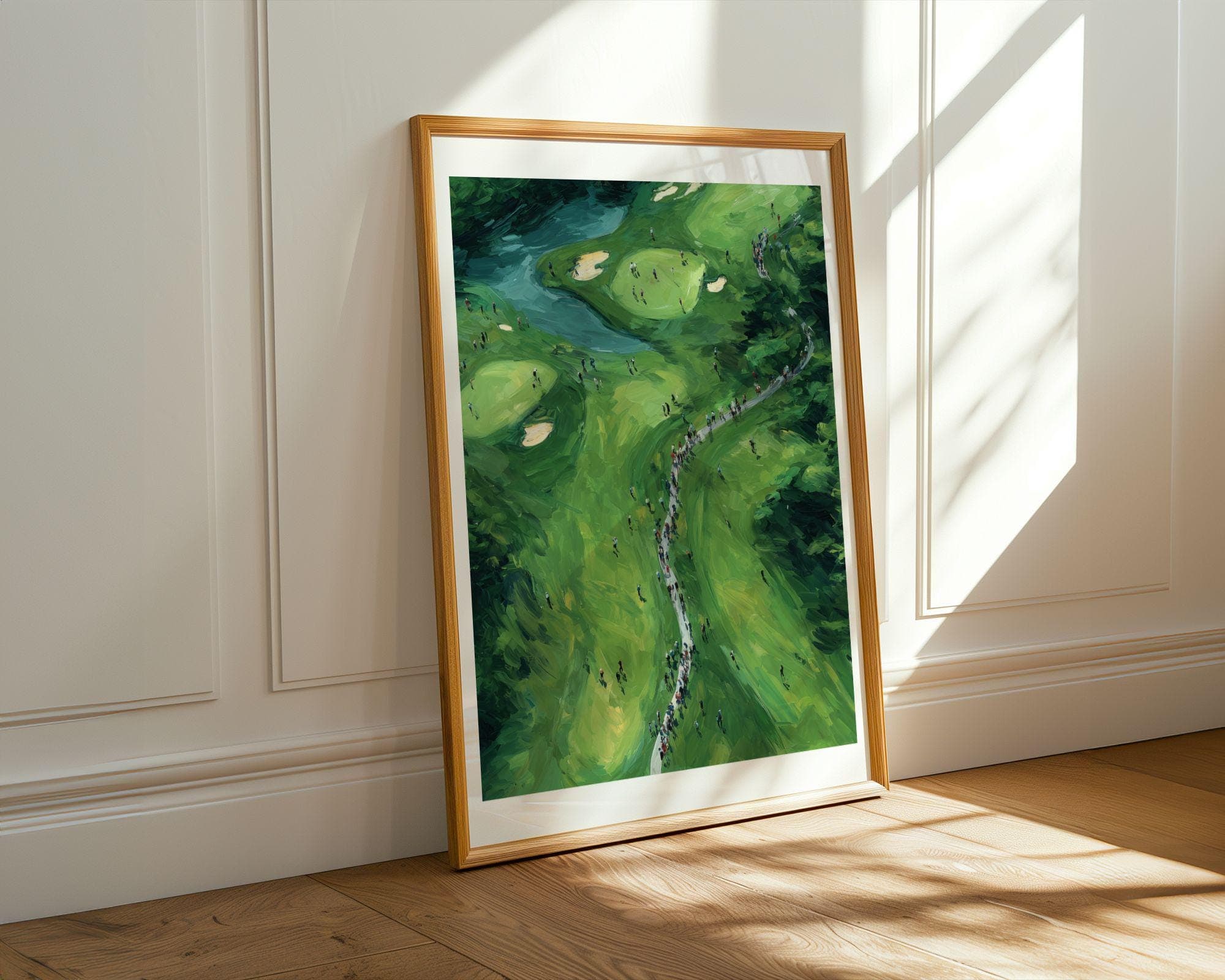 Aerial Golf Painting – Green Field Modern Wall Decor, Emareld Green Art, Sports Field Wall Art, Abstract Nature Wall Art, Golf Lover Gift - view 2