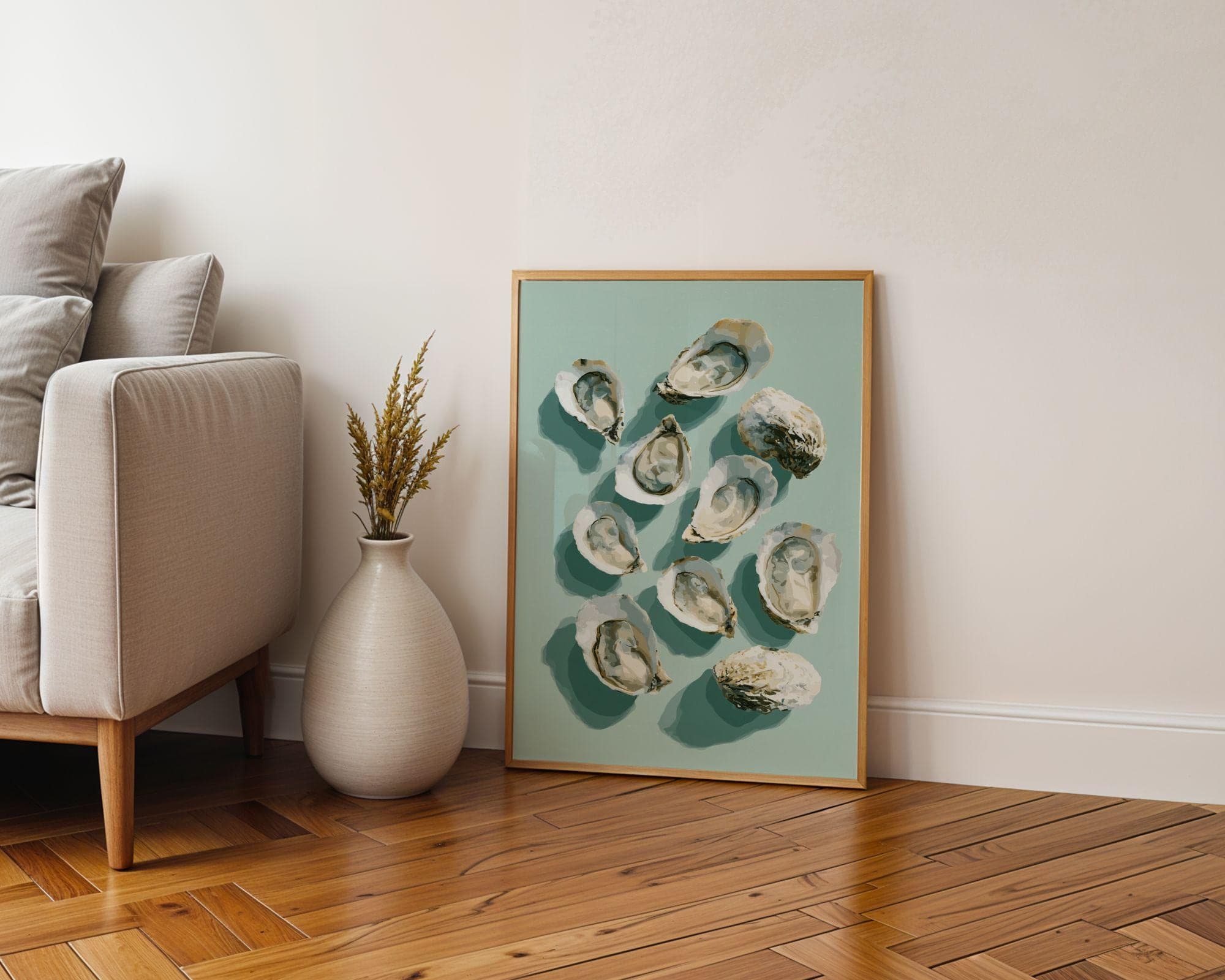 Oyster Wall Art Print, Coastal Kitchen Decor, Oyster Shell Painting, Beach House Dining Room Wall Art, Oyster Still Life, Oyster Art Print - view 5
