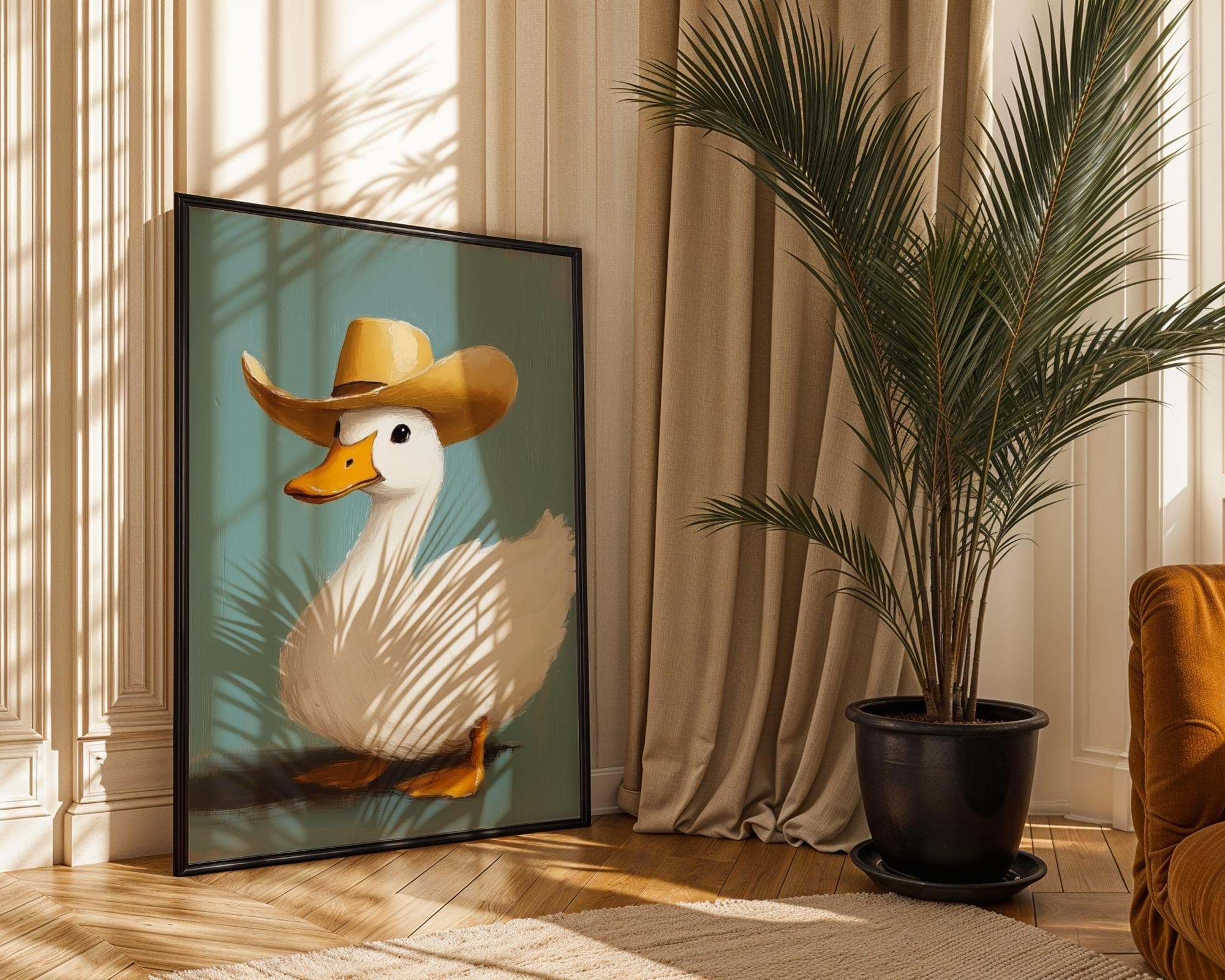 Cowboy Duck Print, Pink Western Nursery Art (Digital) - view 3