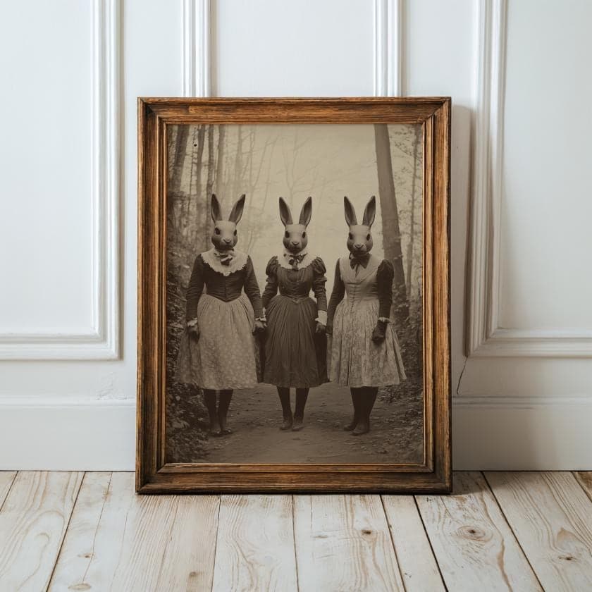 Rabbit Cult Art Print, Dark Academia Gothic Home Decor (Digital Download)