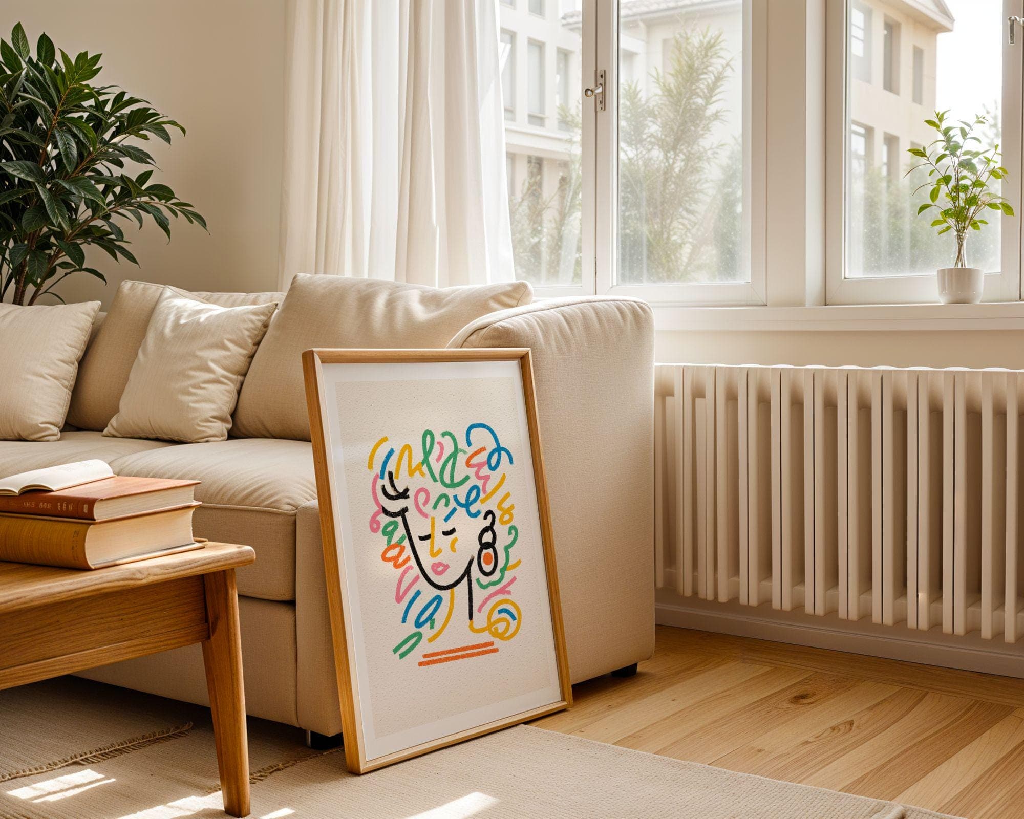 Abstract Woman Wall Art – Colorful Line Drawing Print, Colorful Line Art Print, Colorful Line Poster, Abstract Modern Wall Decor, Line art - view 4