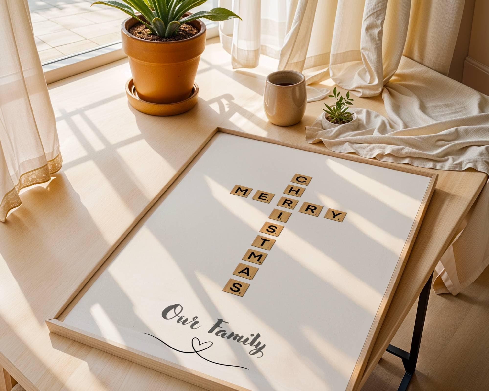 Personalised Family Scrabble Print, Anniversary Gift For Her,Personalised Family Name Print,Crossword Scrabble Print,Christmas Gift for Wife - view 6