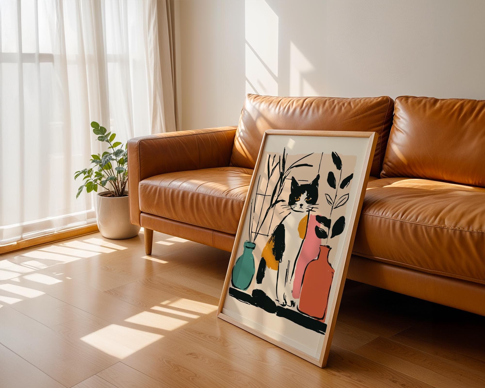 Calico Cat Art Print, Abstract Feline Illustration (Digital Download) - view 5