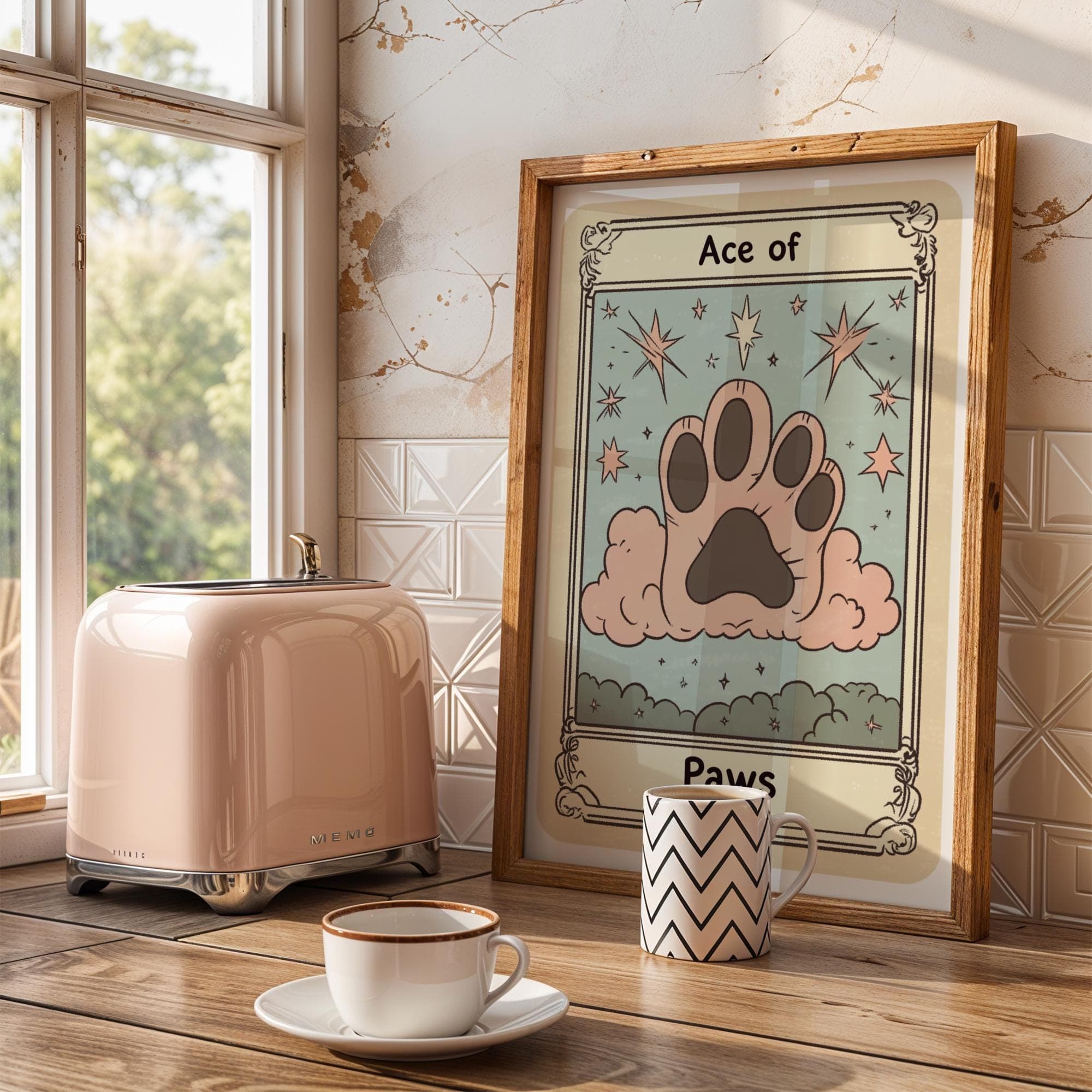 Ace of Paws Tarot Art, Downloadable Ace Art, Celestial Cat Paw Print, Vintage Tarot Cat Art, Ace of Paws Poster, Tarot Aesthetic, Card Print - view 5
