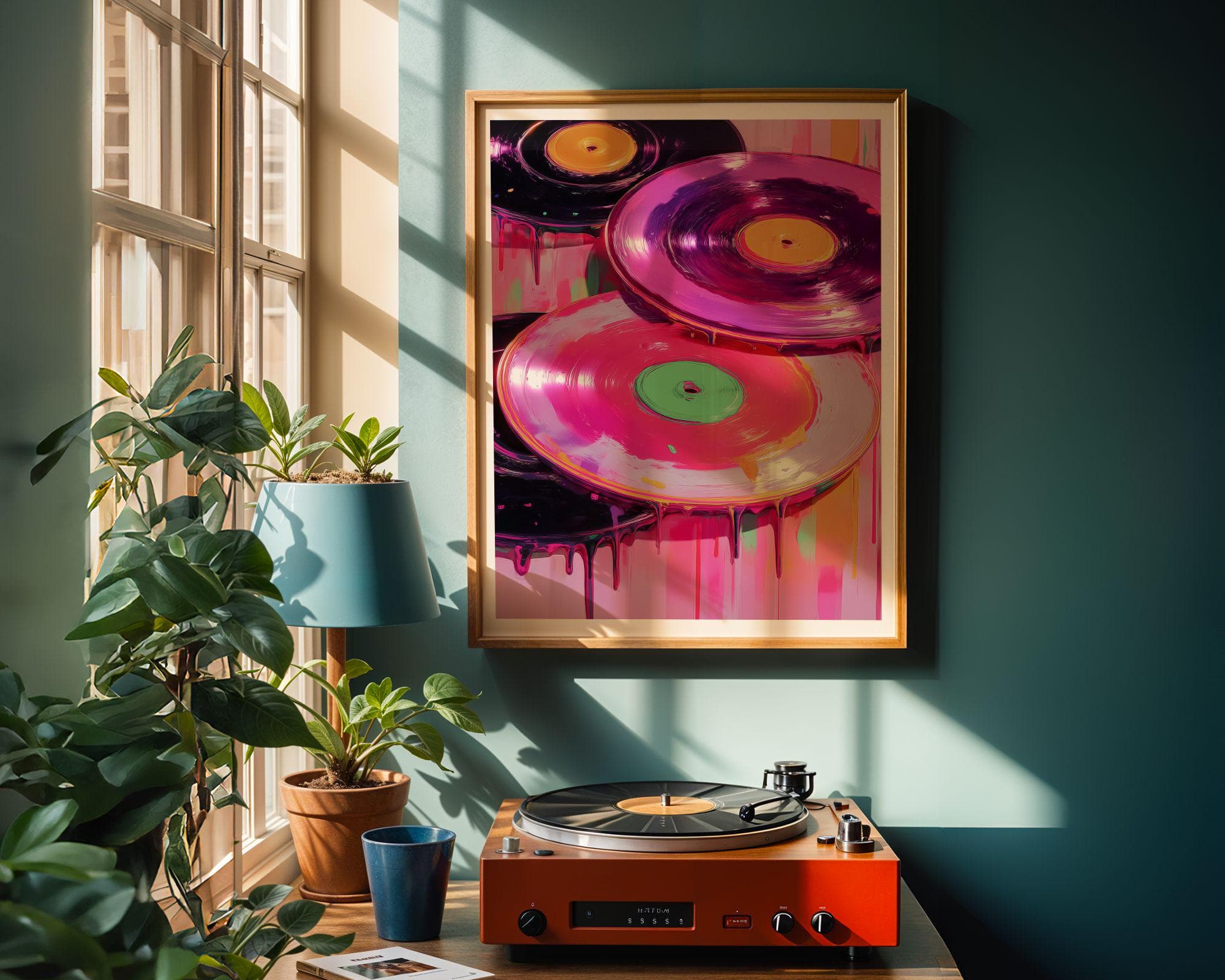 Dripping Vinyl Records Wall Print – Retro Pop Art, Music Lover Wall Art – Retro Vinyl Decor Print, Music Room Decor – Music Lover Gift Print - view 2