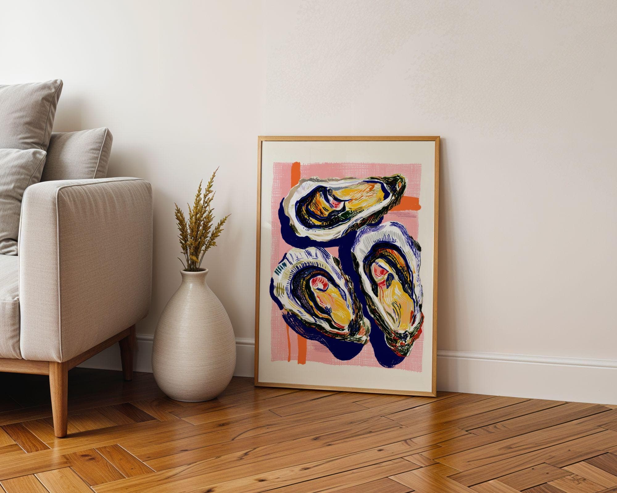 Colorful Oyster Wall Art Print, Coastal Kitchen Decor, Modern Seafood Illustration, Nautical Beach House Wall Art, Oyster Print, Digital Art - view 10