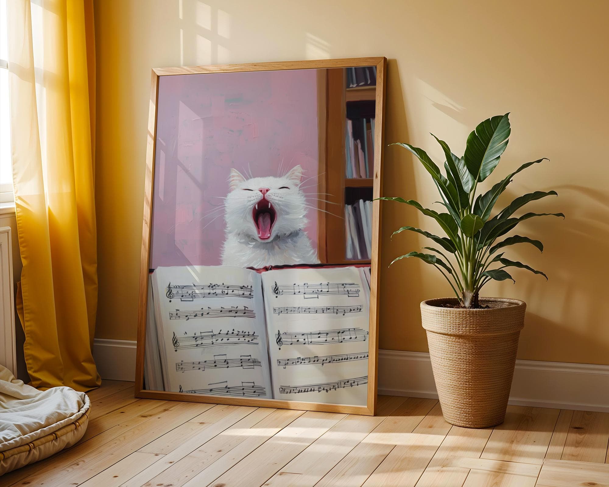 Funny Singing Cat Art, Funny Music Wall Decor, Cat Lover Gift, Music Wall Art, Music Lover Poster, Digital Download, Quirky Home Decor - view 4