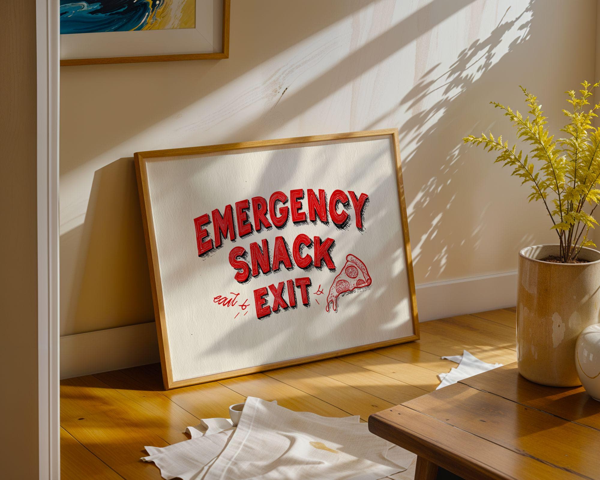 Emergency Snack Poster, Funny Kitchen Wall Art Print, Funny Food Wall Art, Bar Cart Decor, Food Quote Wall Art, Cafe Wall Decor, Digital Art - view 3
