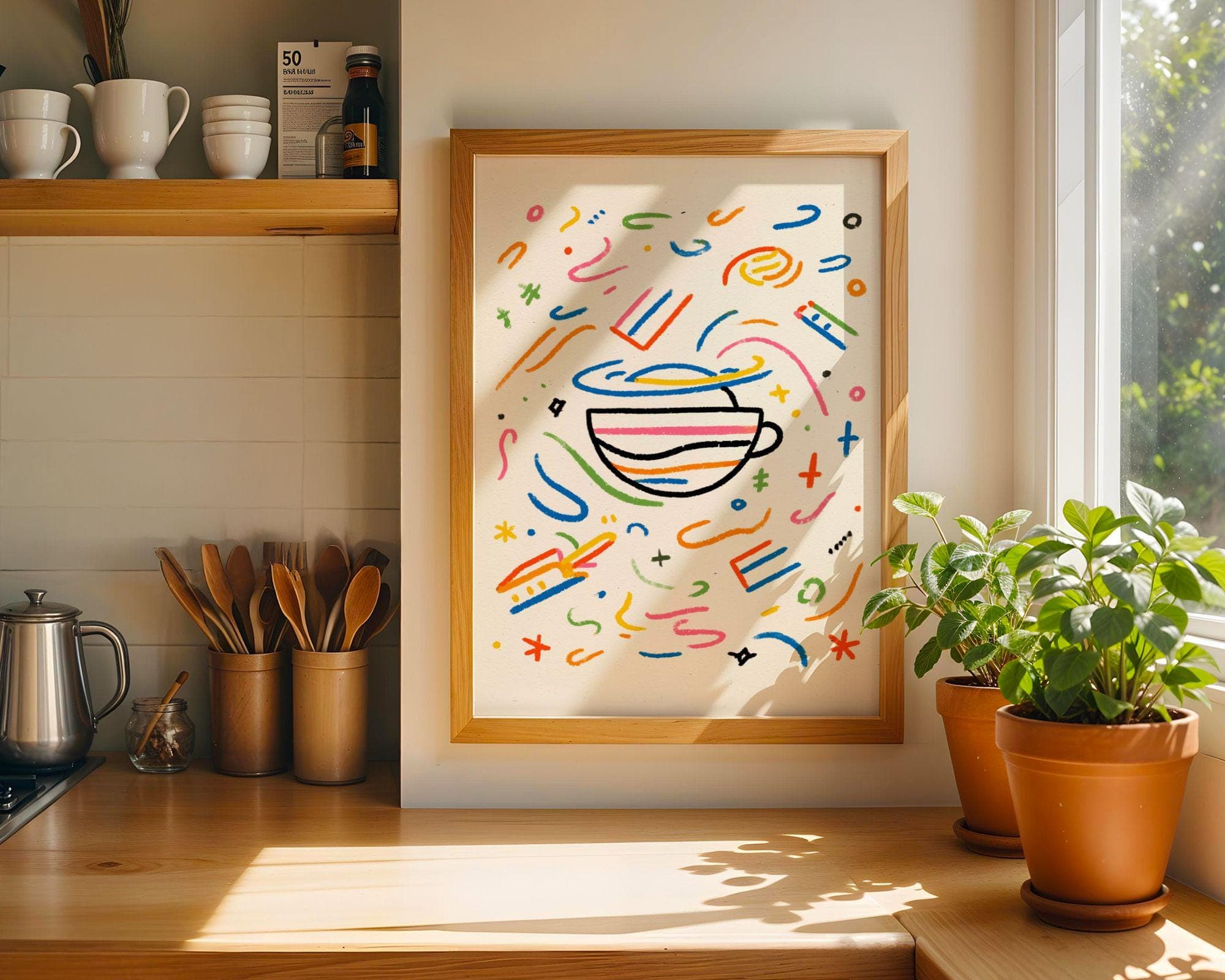 Abstract Coffee Cup Art Print – Modern Minimalist Wall Decor (Digital Download) - view 2