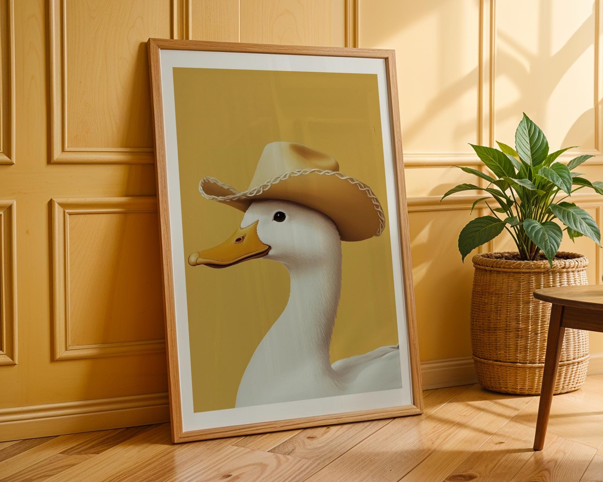 Silly Cowboy Goose Print, Yellow Western Nursery Printable Art, Neutral Southeastern Boy Room Animal Wall art, Cowboy hat, Digital Download - view 6