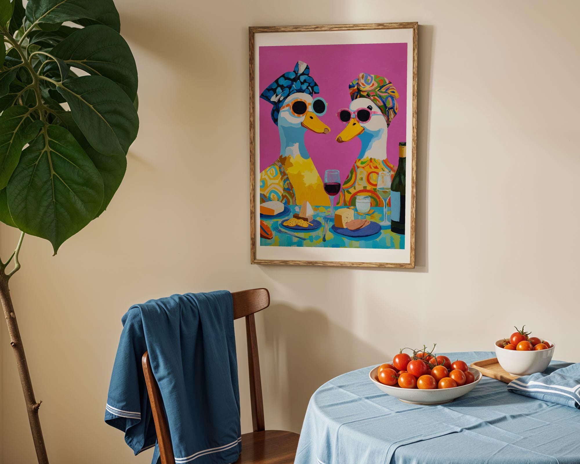 Funny Duck Couple Kitchen Wall Art, Colorful Duck Wine Wall Art, Funny Animal Kitchen Wall Art, Duck Wine Lovers Wall Decor, Quirky Kitchen - view 9