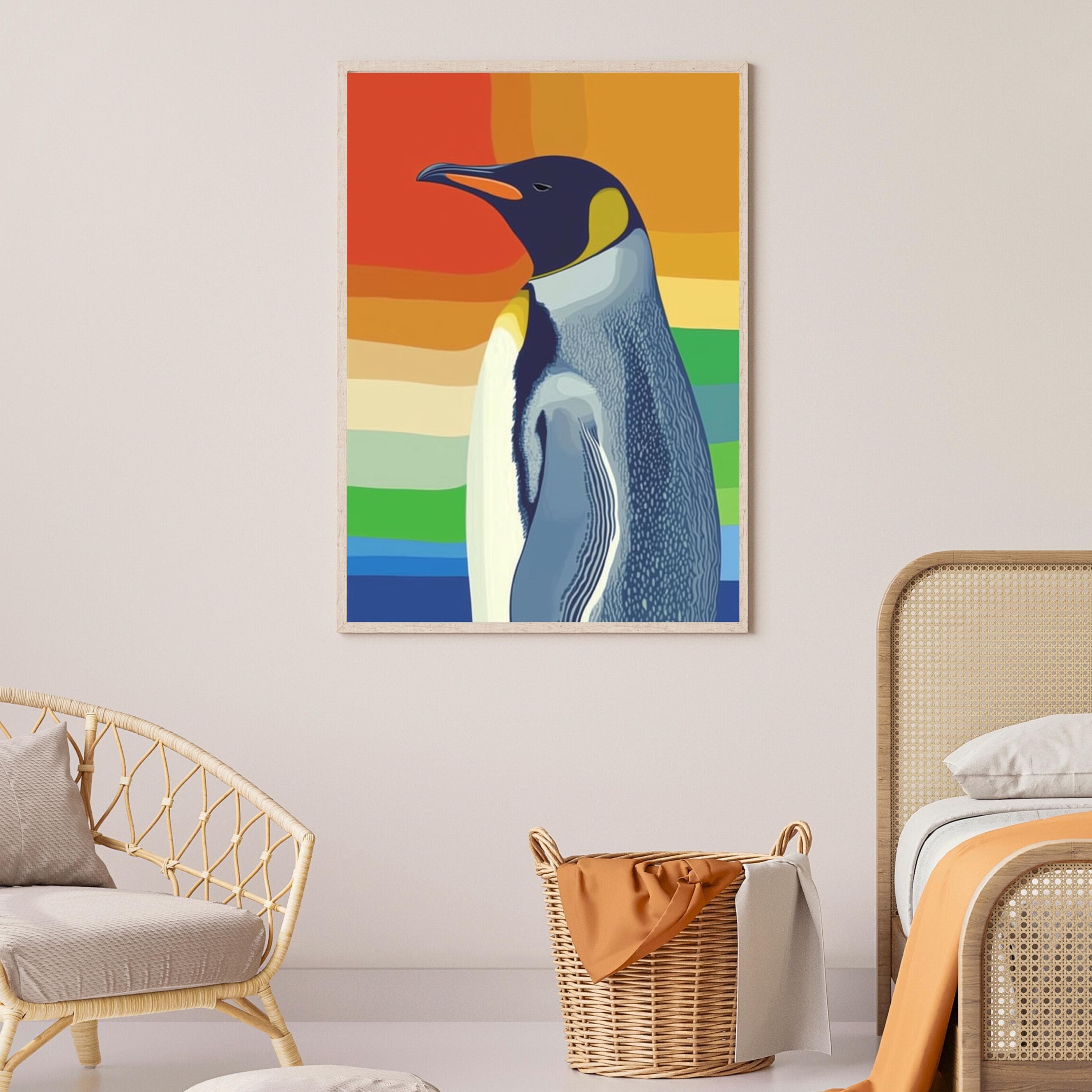 Colorful Penguin Poster, Wall Art for the Animal Lover, Aesthetic Prints, Digital Animal Printable Art, Maximalist Penguin Wall Art - view 6
