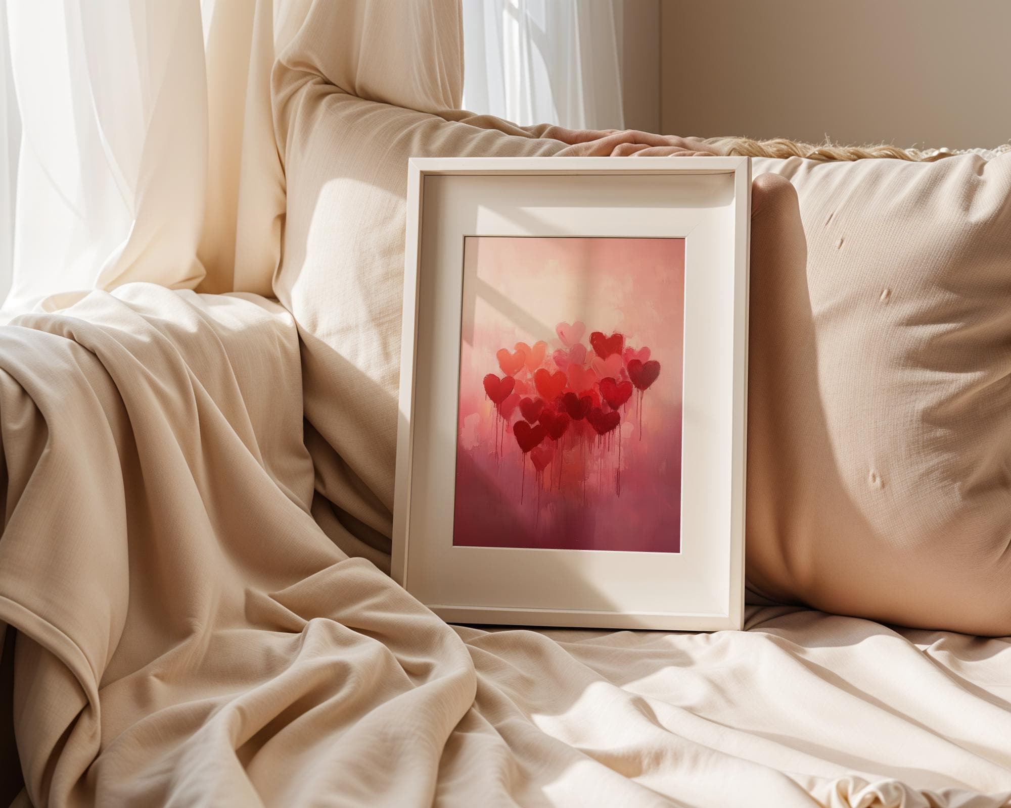 Abstract Heart Art Print, Valentine’s Day Wall Art, Valentine Home Decor, Vintage Valentines Day Decor, Romantic Wall Art, Digital Heart Art - view 3