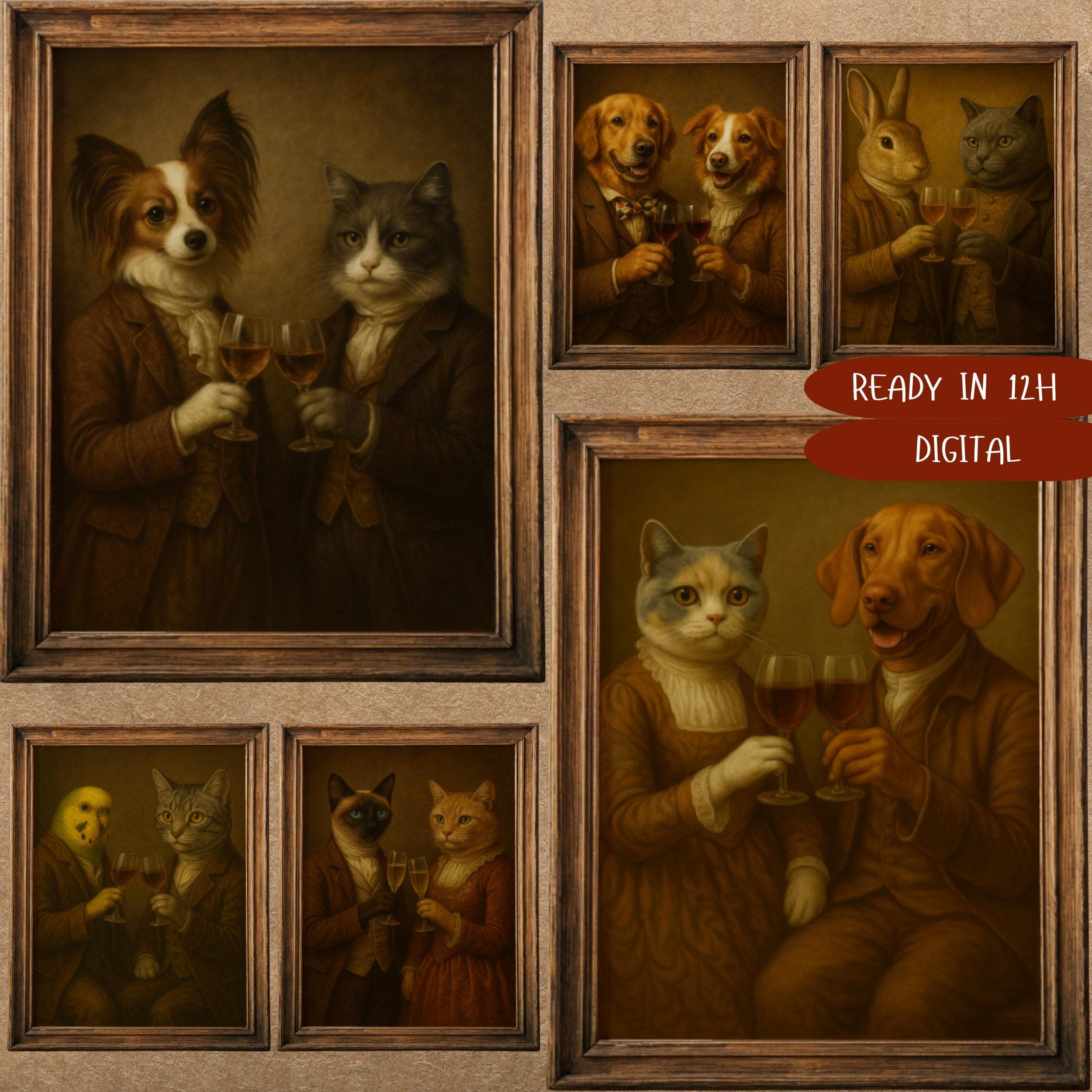 Custom Pet Portrait in Royal Style, Vintage Animal Portrait Custom Print, Custom Royal Pet Illustration, Digital Pet Painting, Custom Dog