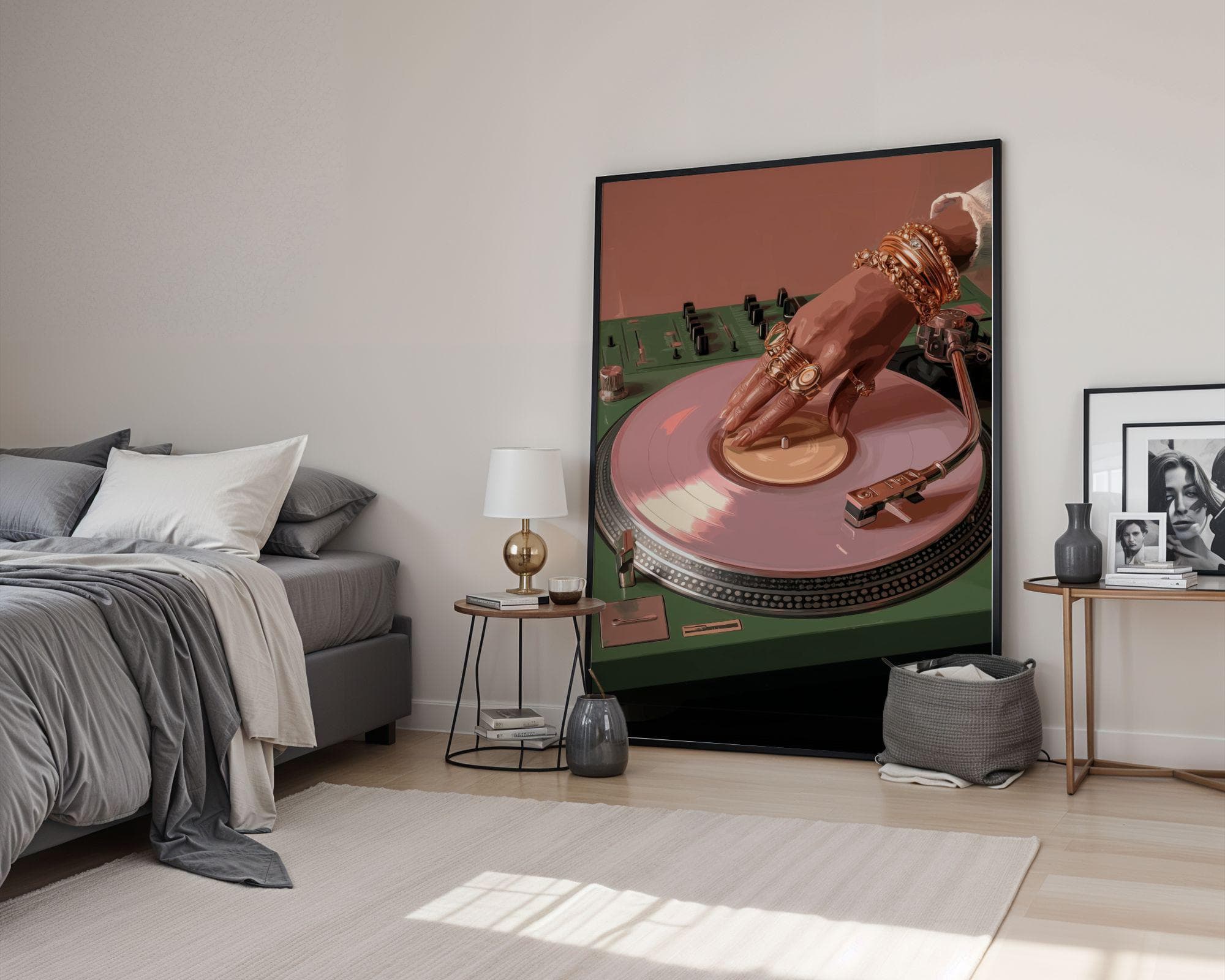 Black Woman Pink Vinyl Record Print - Eclectic Afrocentric Wall Art - Vinyl Record Music Wall Art, Music Lover Gift, Turntable Art - view 7
