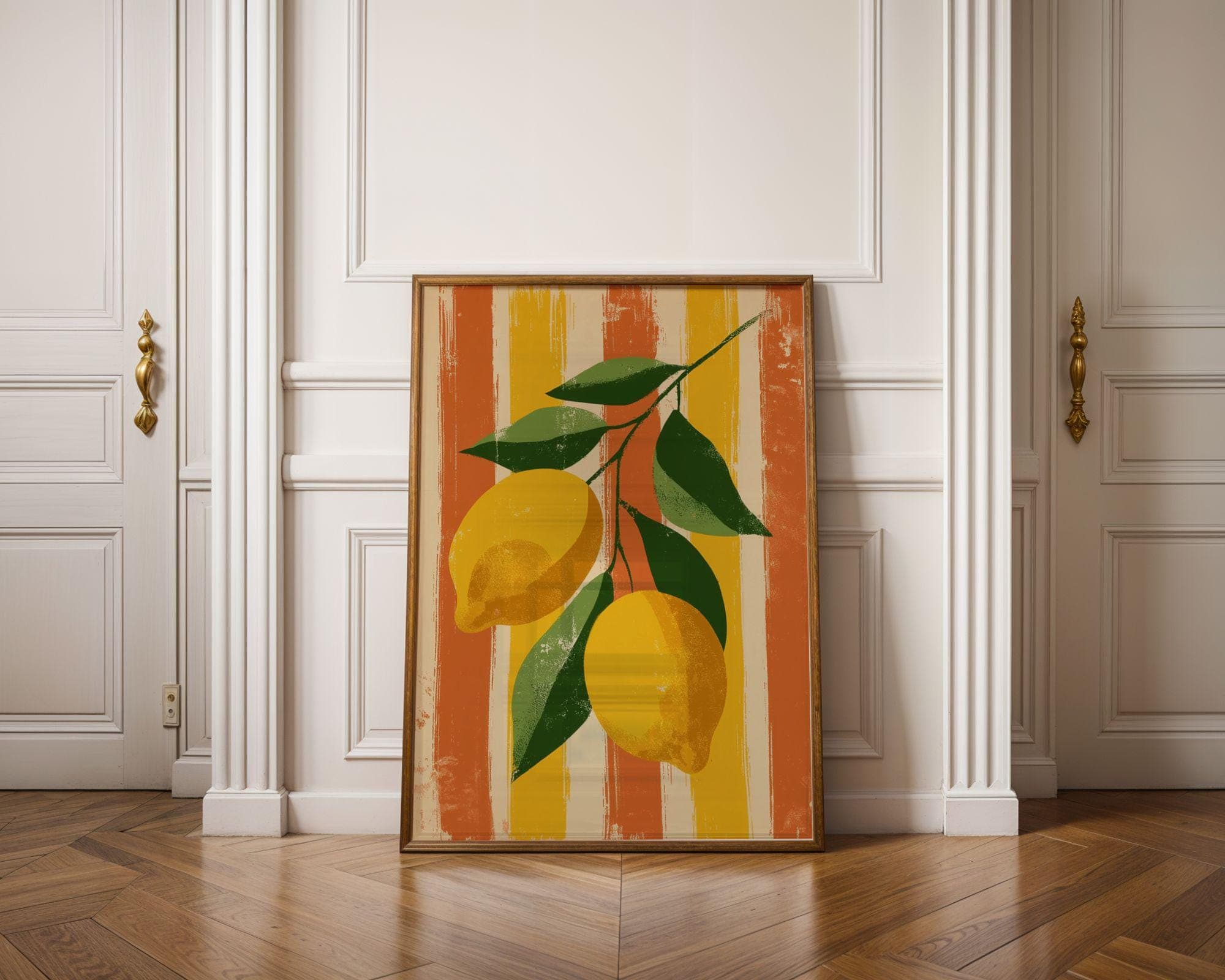 Retro Lemon Wall Art – Vintage Fruit Kitchen Print, Mediterranean Citrus Kitchen Wall Decor, Vintage Fruit Art, Rustic Kitchen Decor