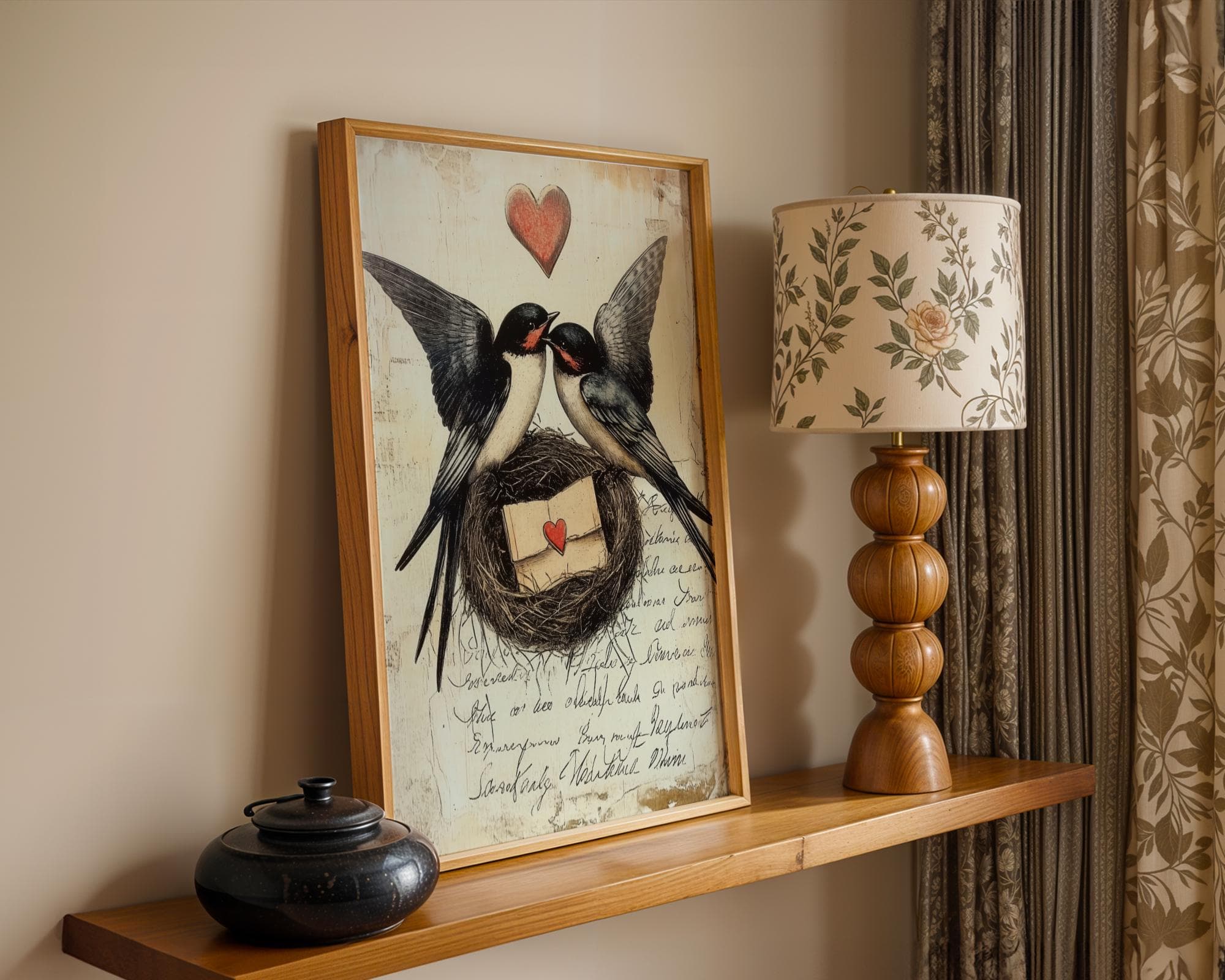 Vintage Swallow Couple Wall Art, Antique Swallow, Vintage Animal Prints, Swallow Wall Decor | Downloadable Art | Swallow bird, Bird Poster - view 4