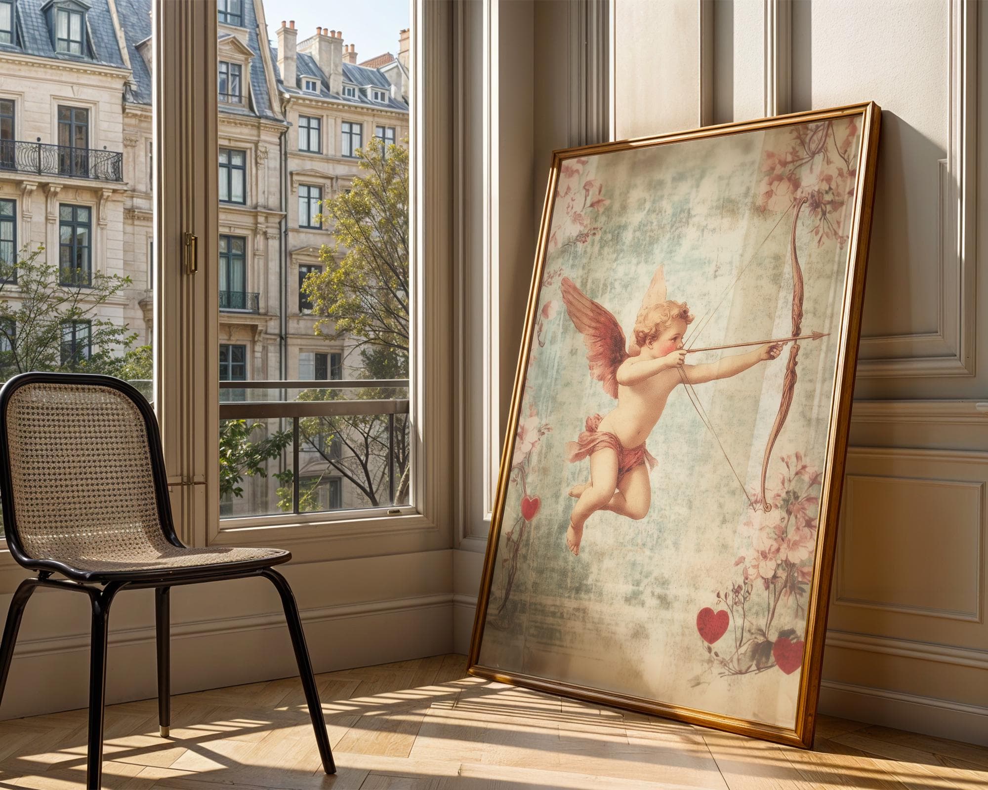 Vintage Cupid Wall Art, Cupid with Bow and Arrow, Romantic Victorian Wall Decor, Rustic Valentine’s Day Decor, Cupid Angel Print, Cupid Art - view 2