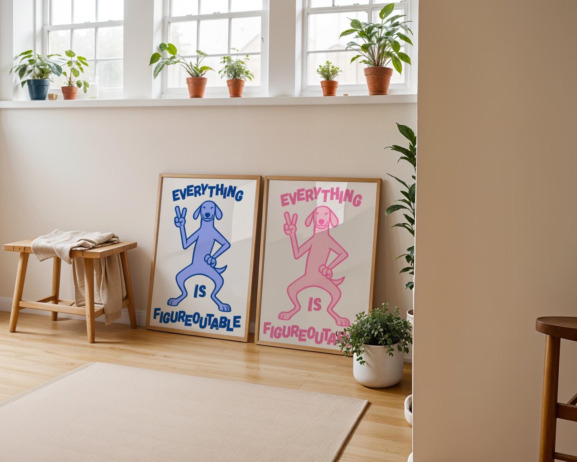 Everything Is Figureoutable Print, Positive Quote Dog Art, Kids Motivational Decor, Cute Dog Print,  Colorful Dog Wall Art Set, Set of 6 Art - view 5