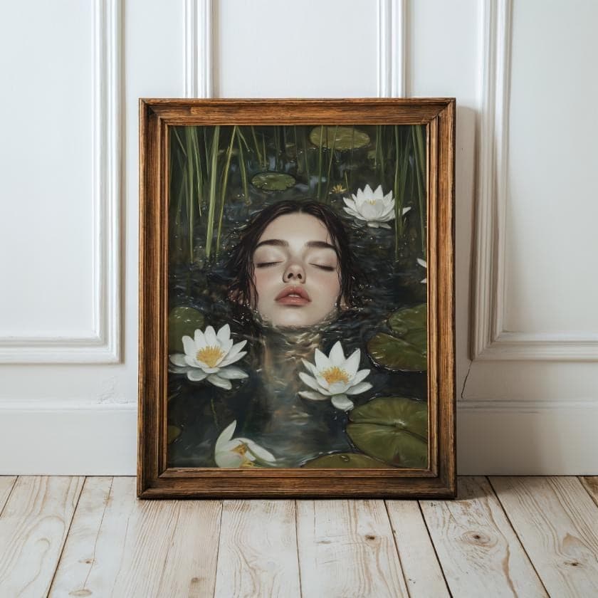 Ophelia Dark Academia Print Victorian Art Gothic Decor Antique Oil Painting Dark Academia Poster Rustic Vintage Wall Art Feminine Wall Art