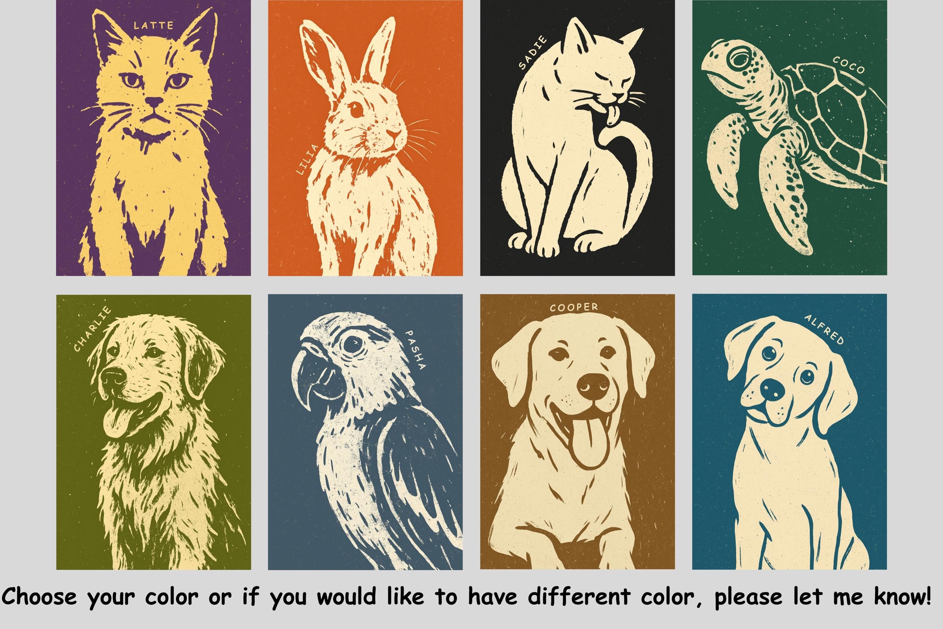 Modern Custom Dog Portrait, Cute Hand Draw Pet Portrait, Colorful Digital Badly Drawn Dog, Trendy Pet Poster for Emotional Dog Mom Gift - view 2