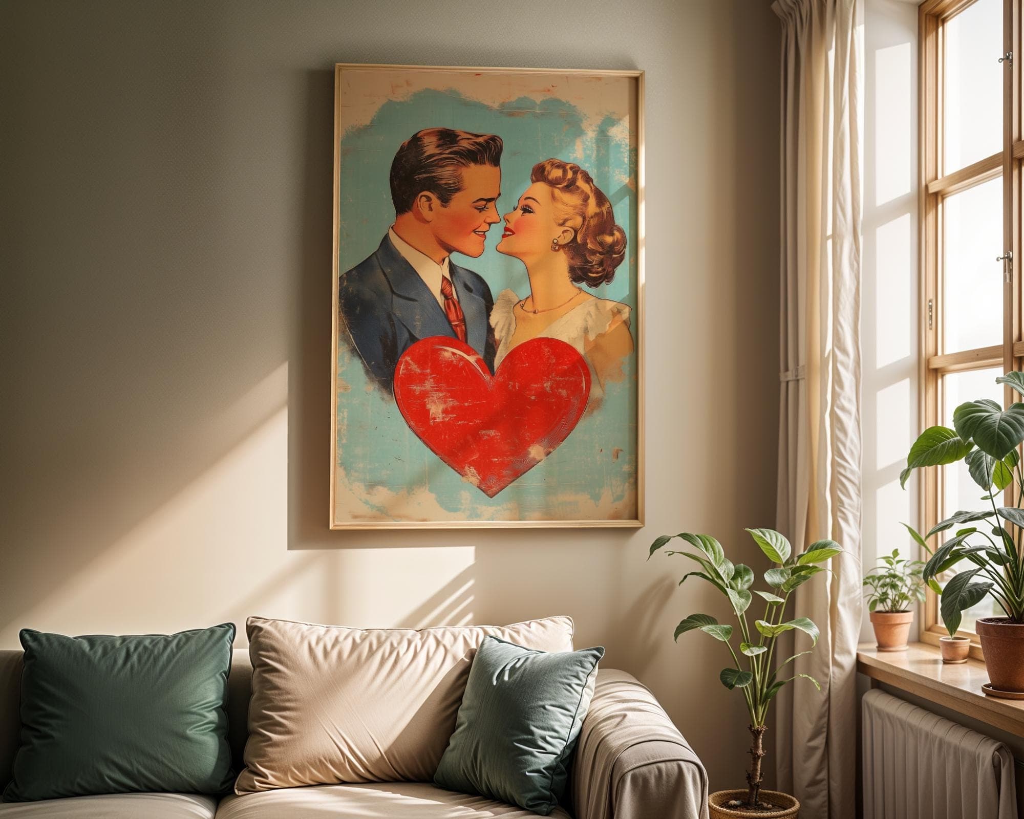 Vintage Couple Wall Art, Vintage Digital Wall Art, Printable Romantic Couple Wall Art, Love Wall Art, Couple Painting, Hugging Couple Print - view 6