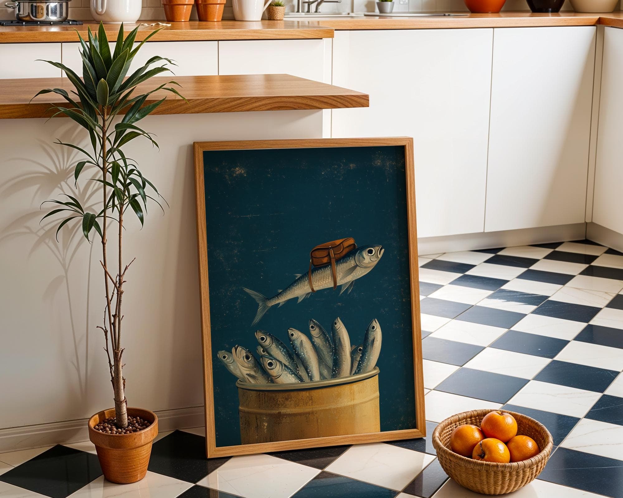 Retro Sardine Tin Wall Art, Quirky Bathroom Wall Art, Tinned Sardines Poster, Sardine Tin Poster, Humorous Sardine Wall Art, Quirky Bathroom - view 4