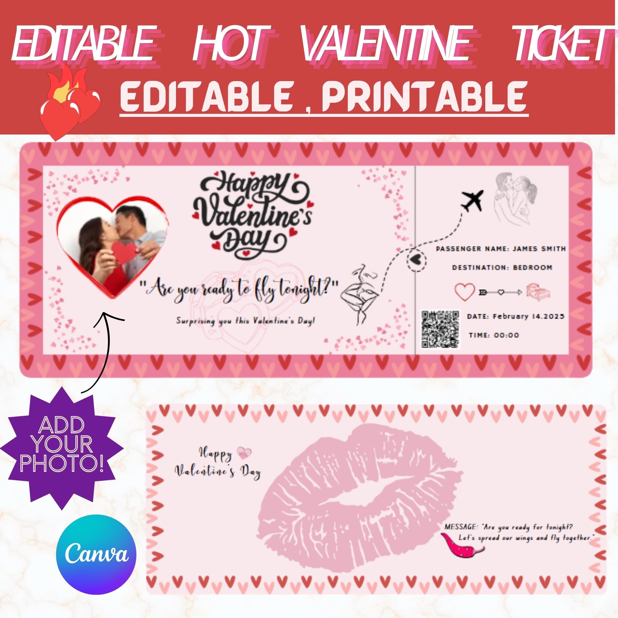 EDITABLE Valentines Day Template, Couple Editable Template, Printable Ticket, Special Days Template, Making Love, Anniversary Template