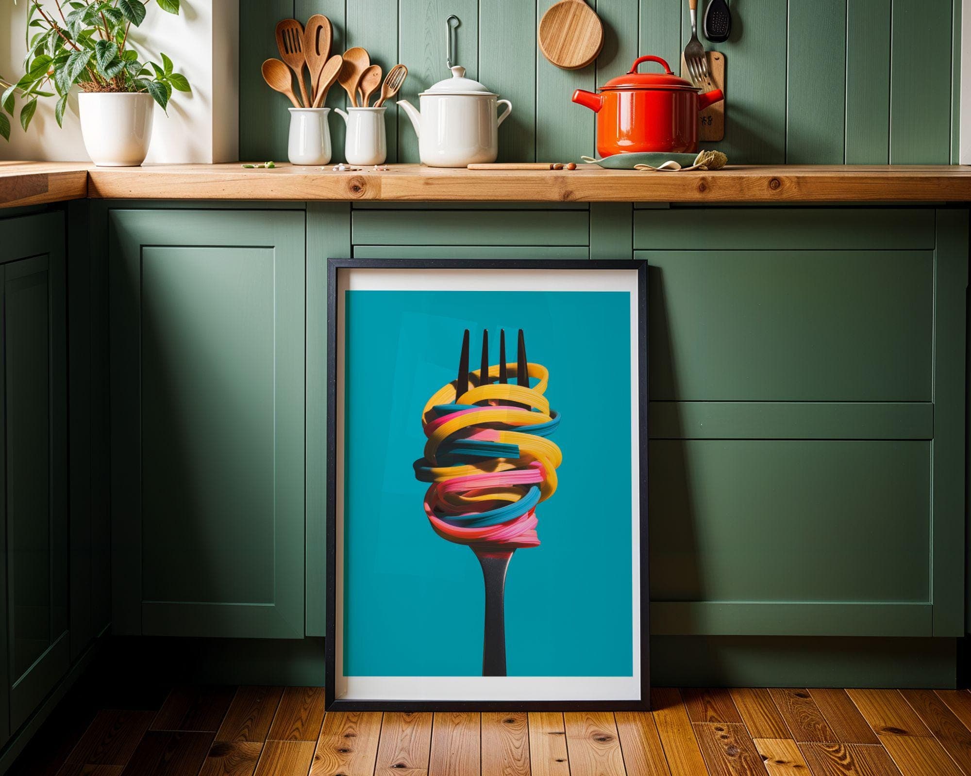 Colorful Pasta Wall Art – Modern Pop Art Kitchen Print, Minimalist Kitchen Art, Modern Food Poster, Funky Pop Art Poster, Pasta Lover Gift - view 2
