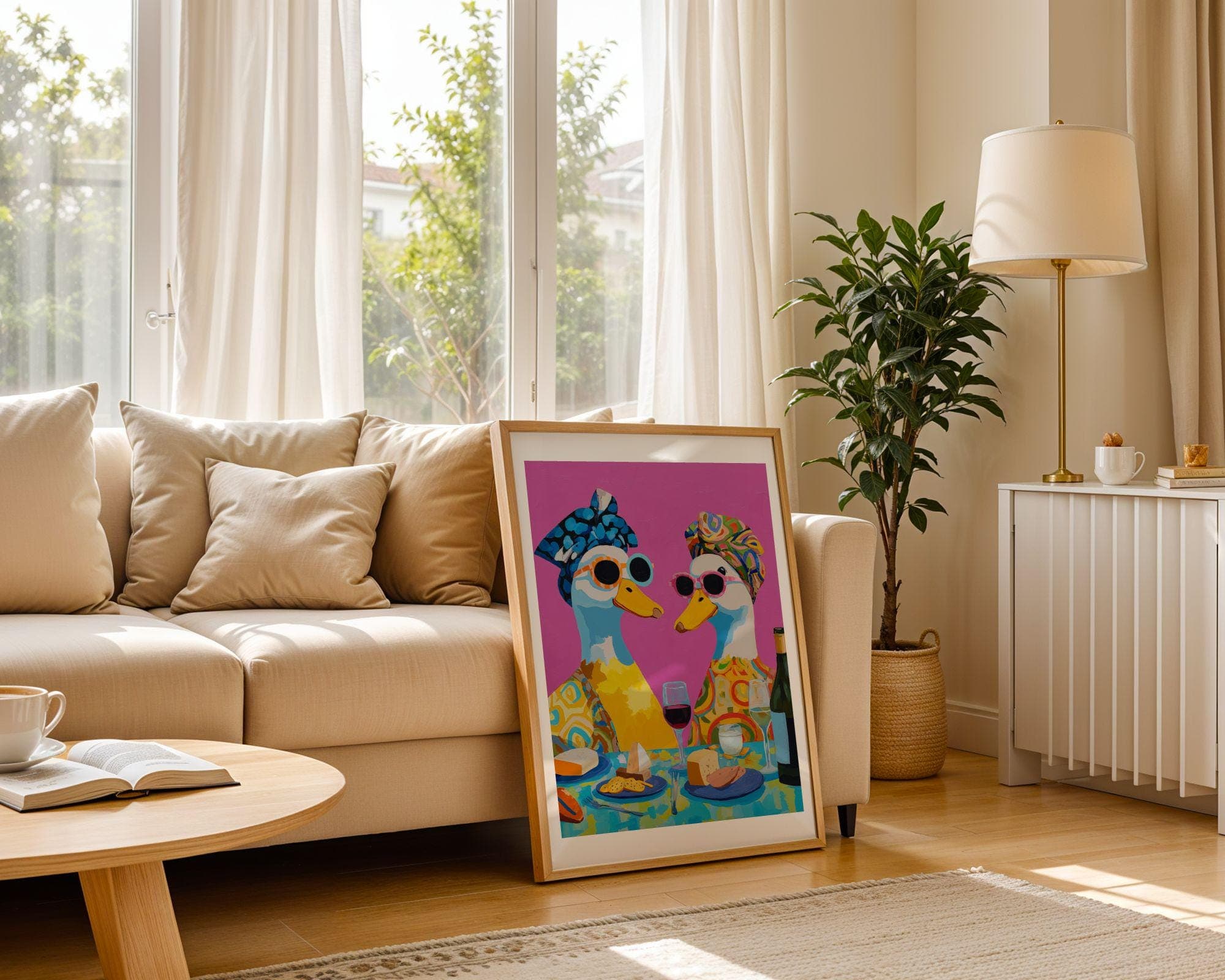 Funny Duck Couple Kitchen Wall Art, Colorful Duck Wine Wall Art, Funny Animal Kitchen Wall Art, Duck Wine Lovers Wall Decor, Quirky Kitchen - view 10