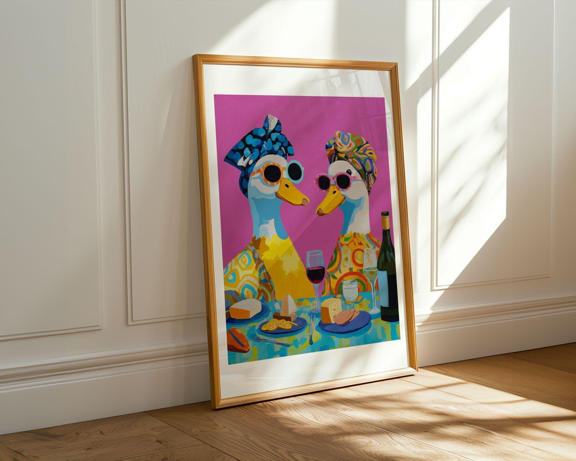 Funny Duck Couple Kitchen Wall Art, Colorful Duck Wine Wall Art, Funny Animal Kitchen Wall Art, Duck Wine Lovers Wall Decor, Quirky Kitchen - view 5